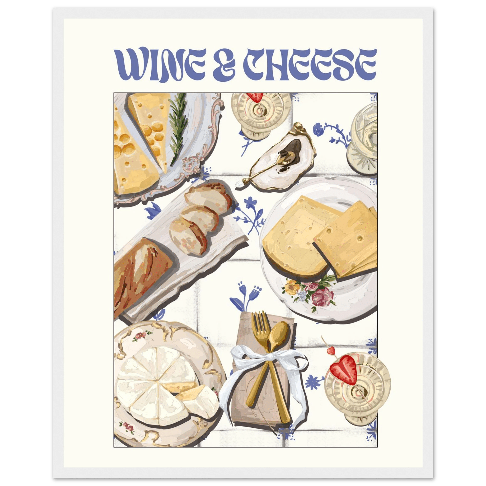 Wine & Cheese Poster – Elegant Kitchen & Dining Wall Art Print (Digital & Printed Options) - Evergreen Posters