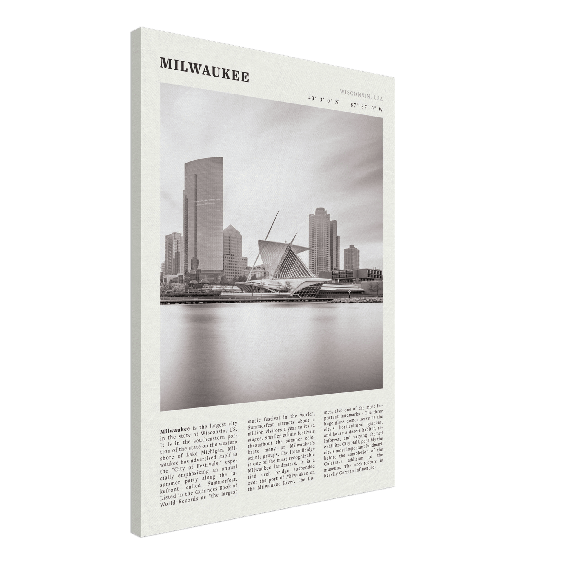 Milwaukee Poster | Black & White Wisconsin City Wall Art | USA Travel Print - Evergreen Posters