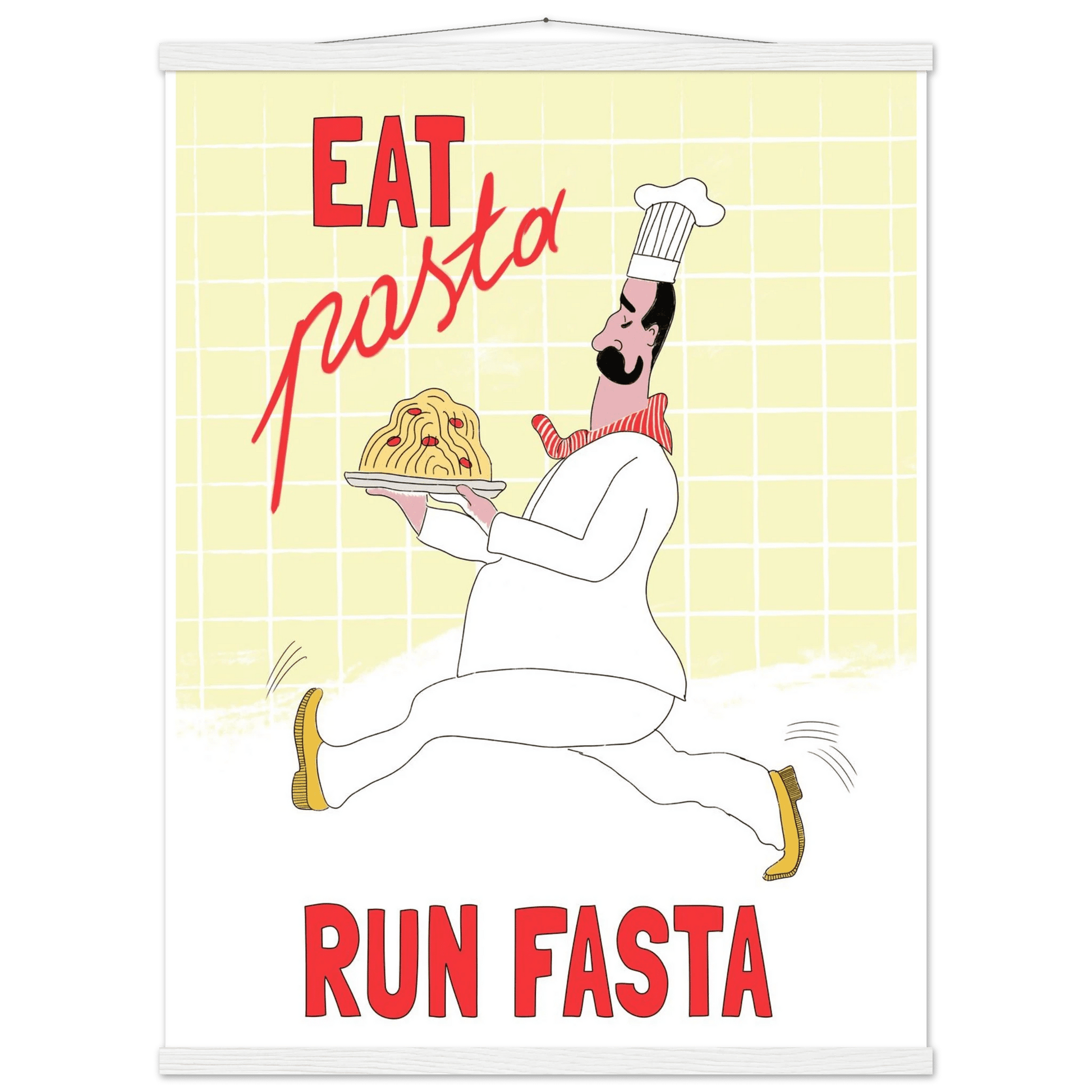 Eat Pasta Run Fasta Poster – Playful Kitchen Wall Art Print (Digital & Printed Options) - Evergreen Posters