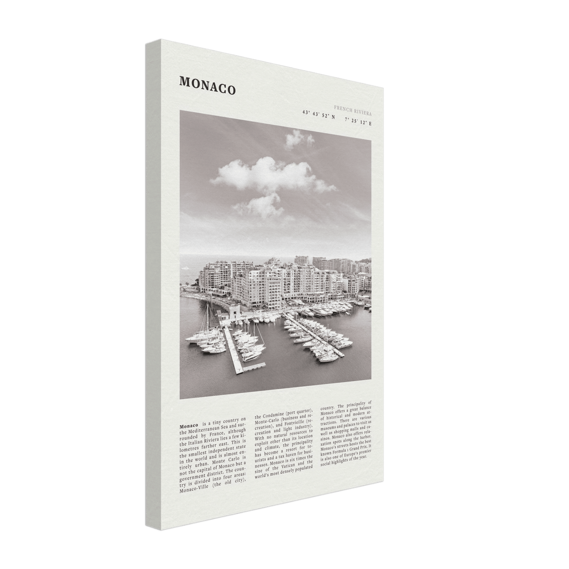 Monaco Poster Black and White – Vintage Monte Carlo Harbor Print (Digital & Printed Options) - Evergreen Posters