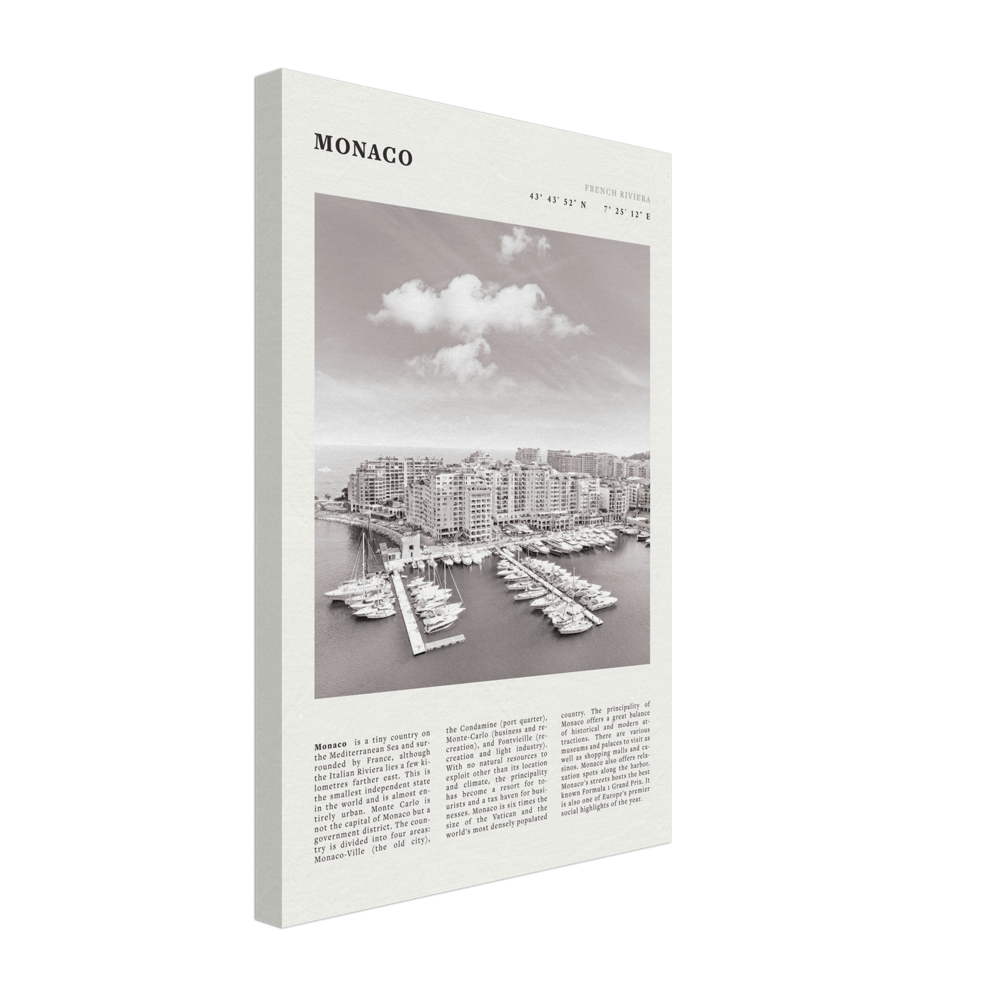 Monaco Poster Black and White – Vintage Monte Carlo Harbor Print (Digital & Printed Options) - Evergreen Posters