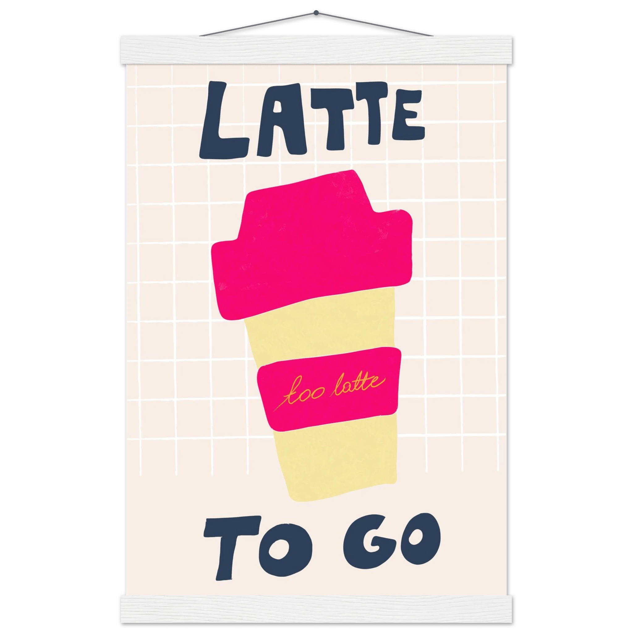 Latte To Go Poster – Playful Coffee Kitchen Wall Art Print (Digital & Printed Options) - Evergreen Posters