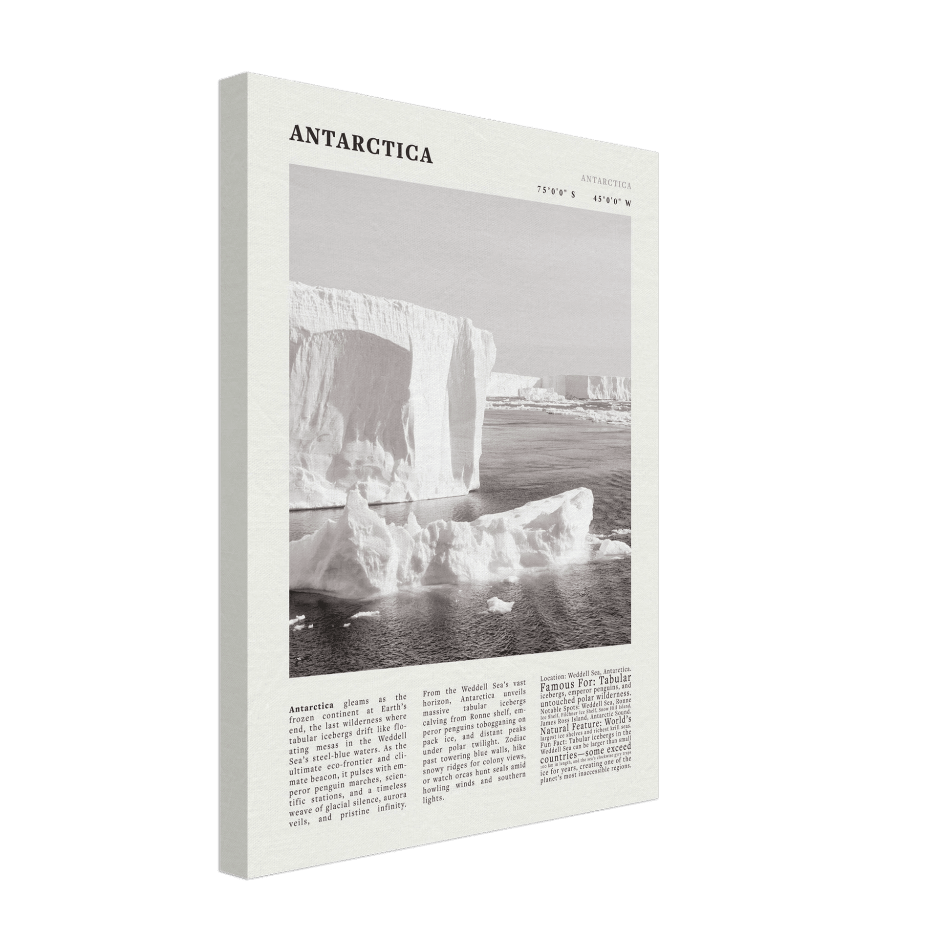 Antarctica Poster Black and White – Vintage Weddell Sea Iceberg Print (Digital & Printed Options) - Evergreen Posters