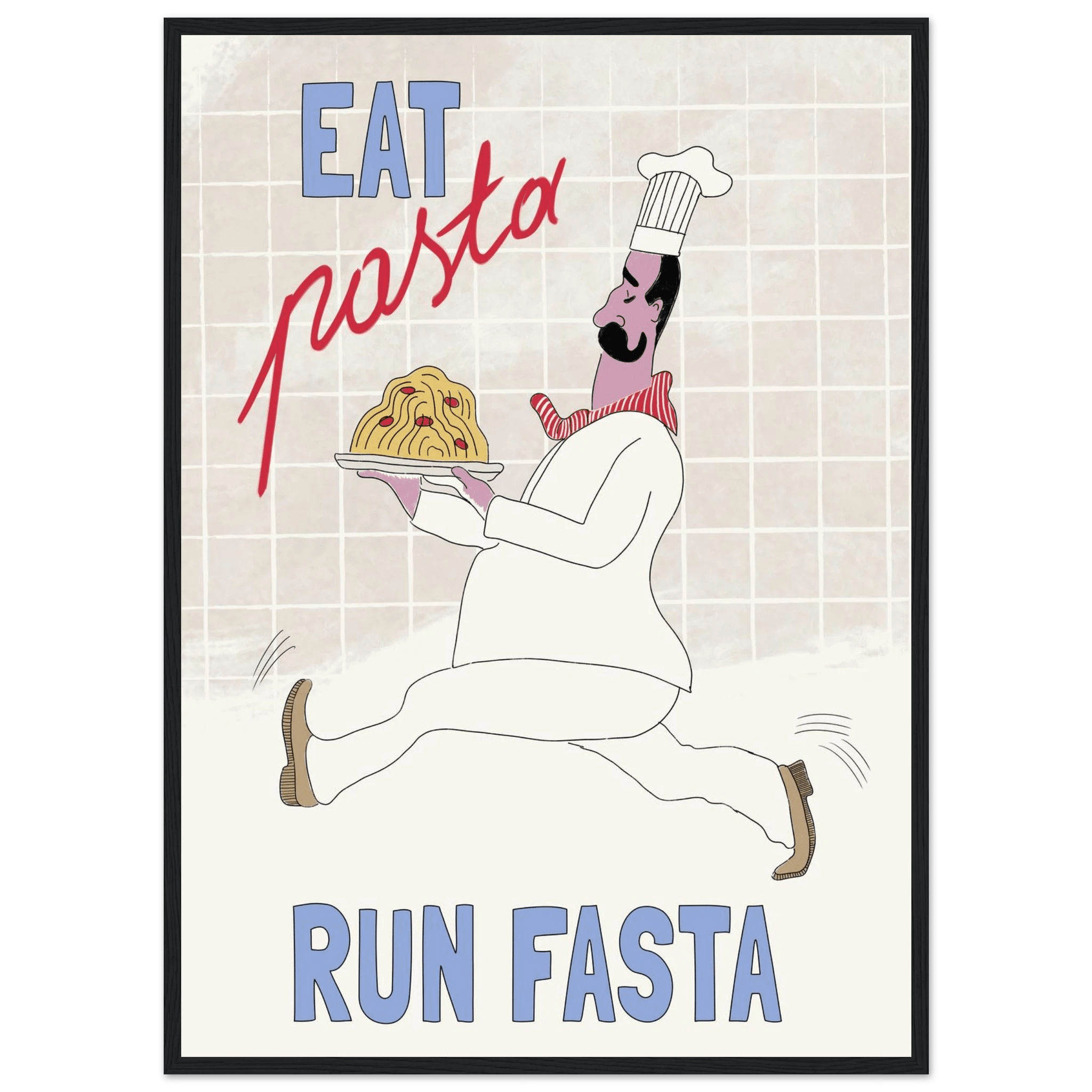 Eat Pasta Run Fasta Poster – Fun Kitchen Wall Art Print (Digital & Printed Options) - Evergreen Posters