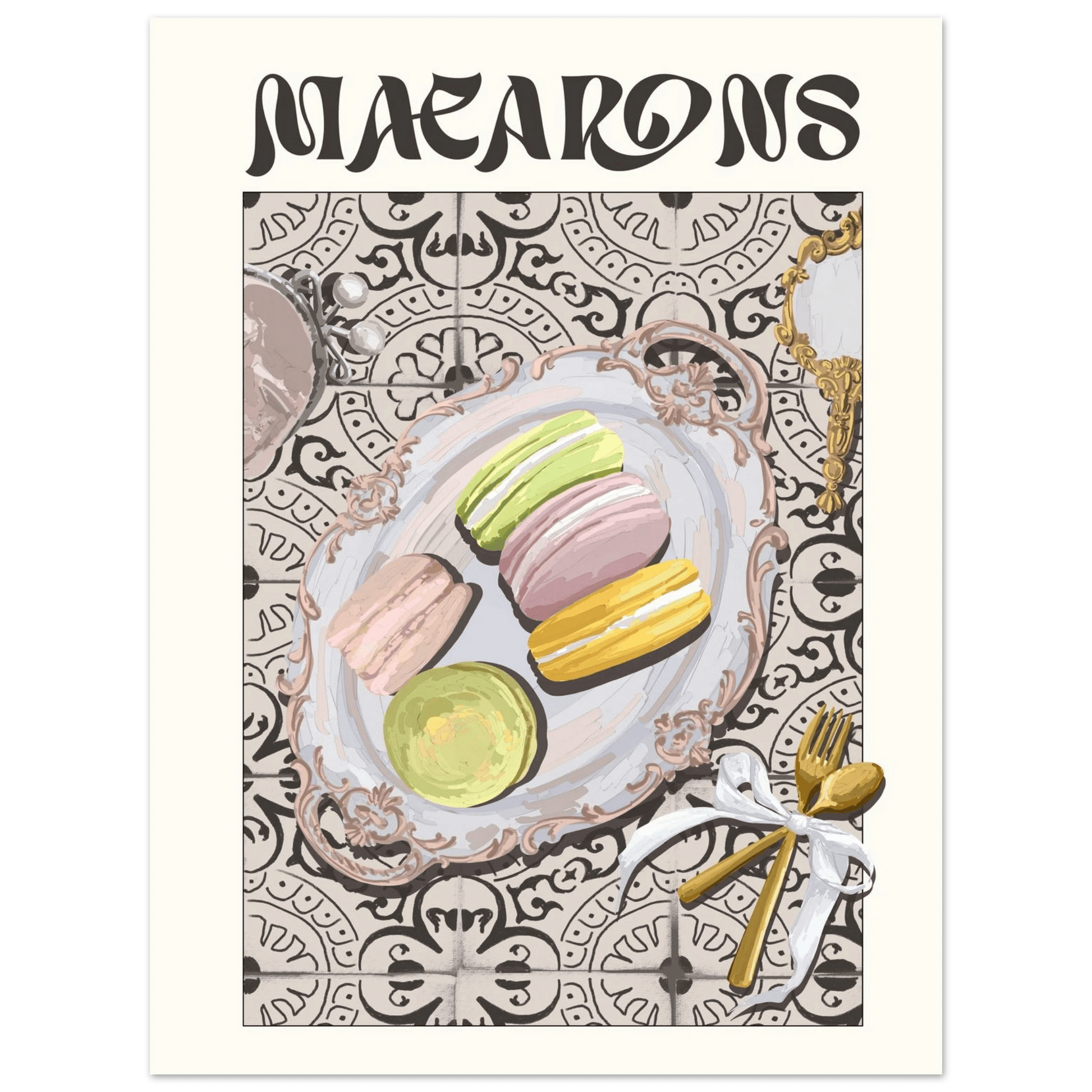 Macarons Poster – Playful French Patisserie Kitchen Wall Art Print (Digital & Printed Options) - Evergreen Posters