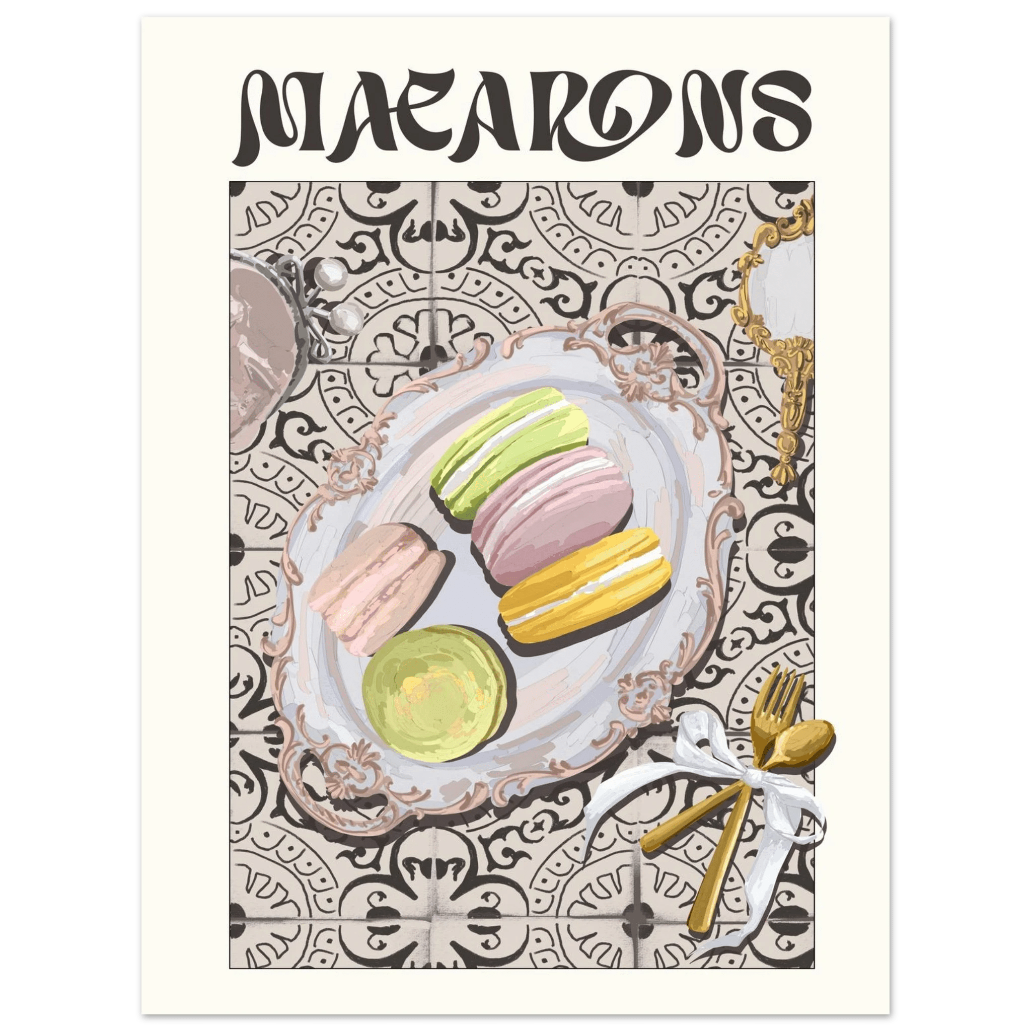 Macarons Poster – Playful French Patisserie Kitchen Wall Art Print (Digital & Printed Options) - Evergreen Posters