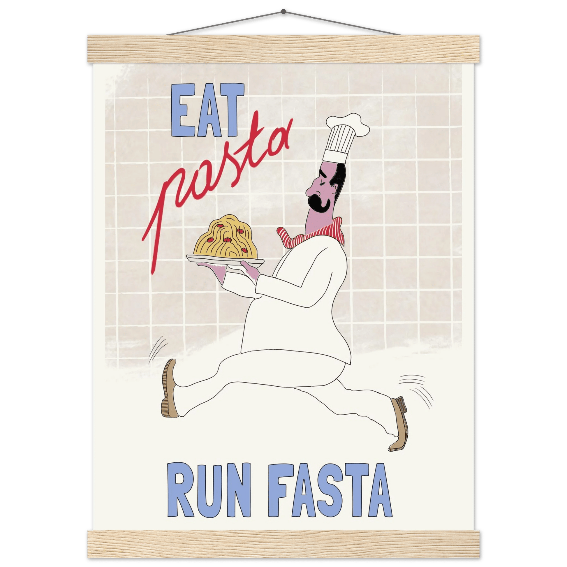 Eat Pasta Run Fasta Poster – Fun Kitchen Wall Art Print (Digital & Printed Options) - Evergreen Posters