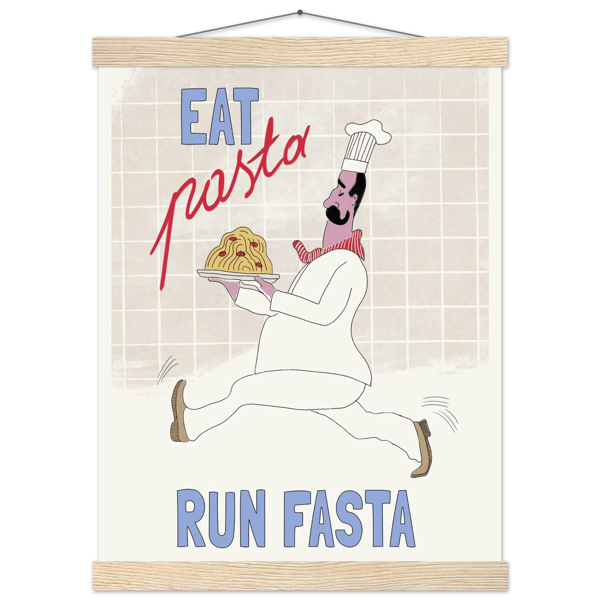 Eat Pasta Run Fasta Poster – Fun Kitchen Wall Art Print (Digital & Printed Options) - Evergreen Posters