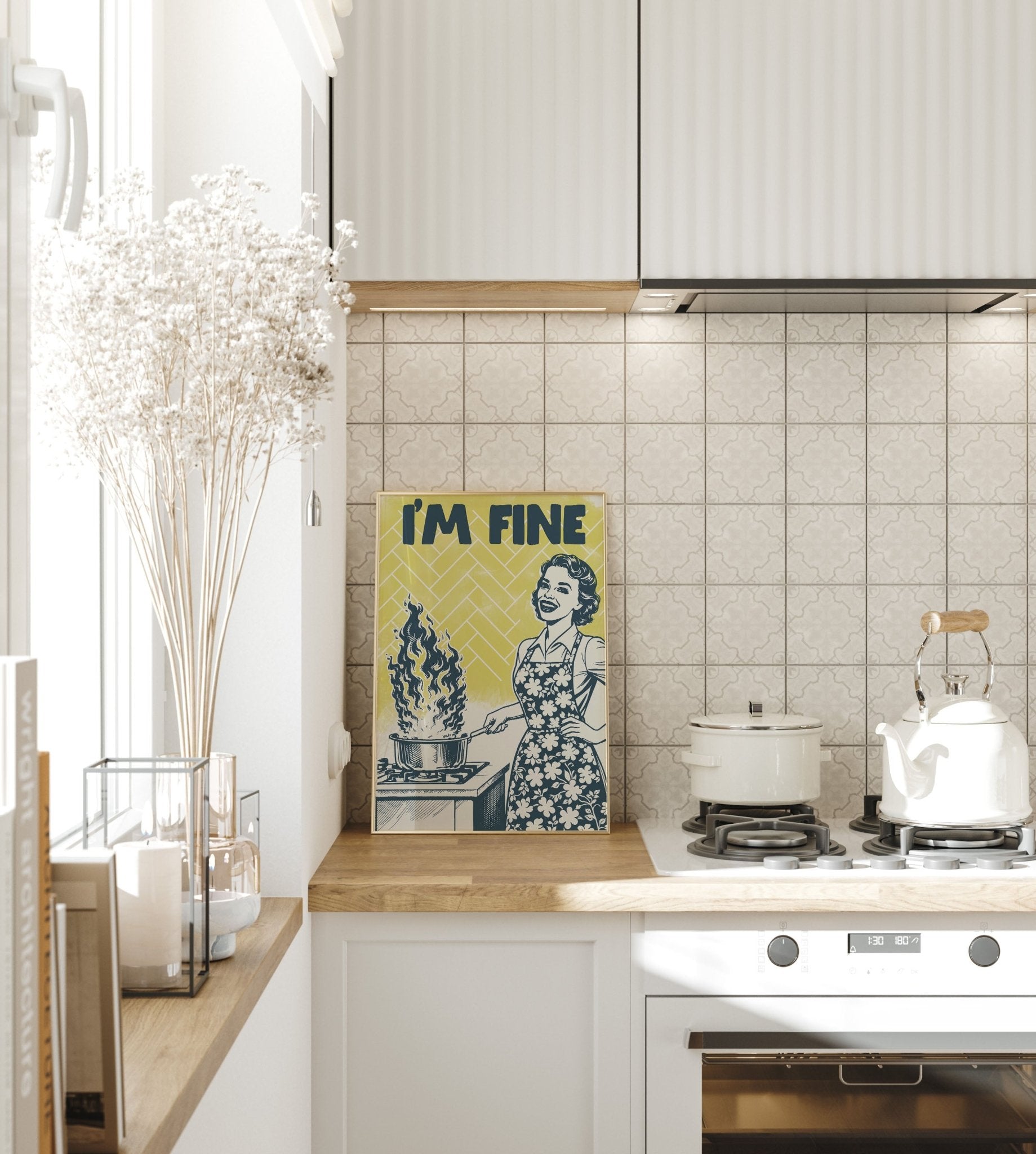I'm Fine Poster – Funny Retro Kitchen Wall Art Print (Digital & Printed Options) - Evergreen Posters