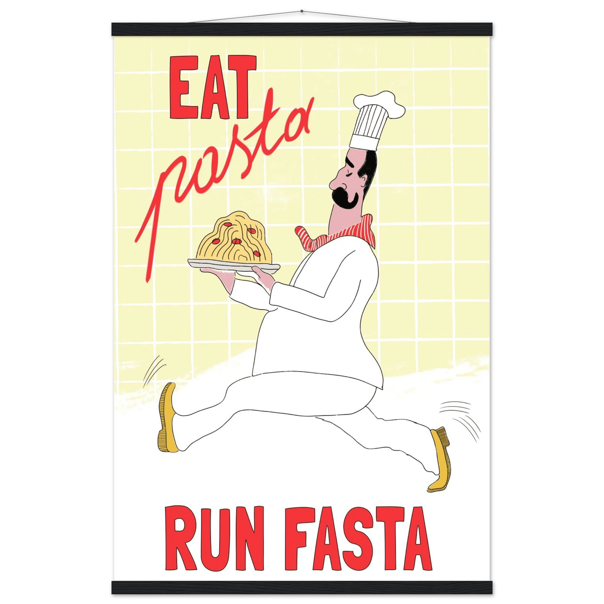 Eat Pasta Run Fasta Poster – Playful Kitchen Wall Art Print (Digital & Printed Options) - Evergreen Posters