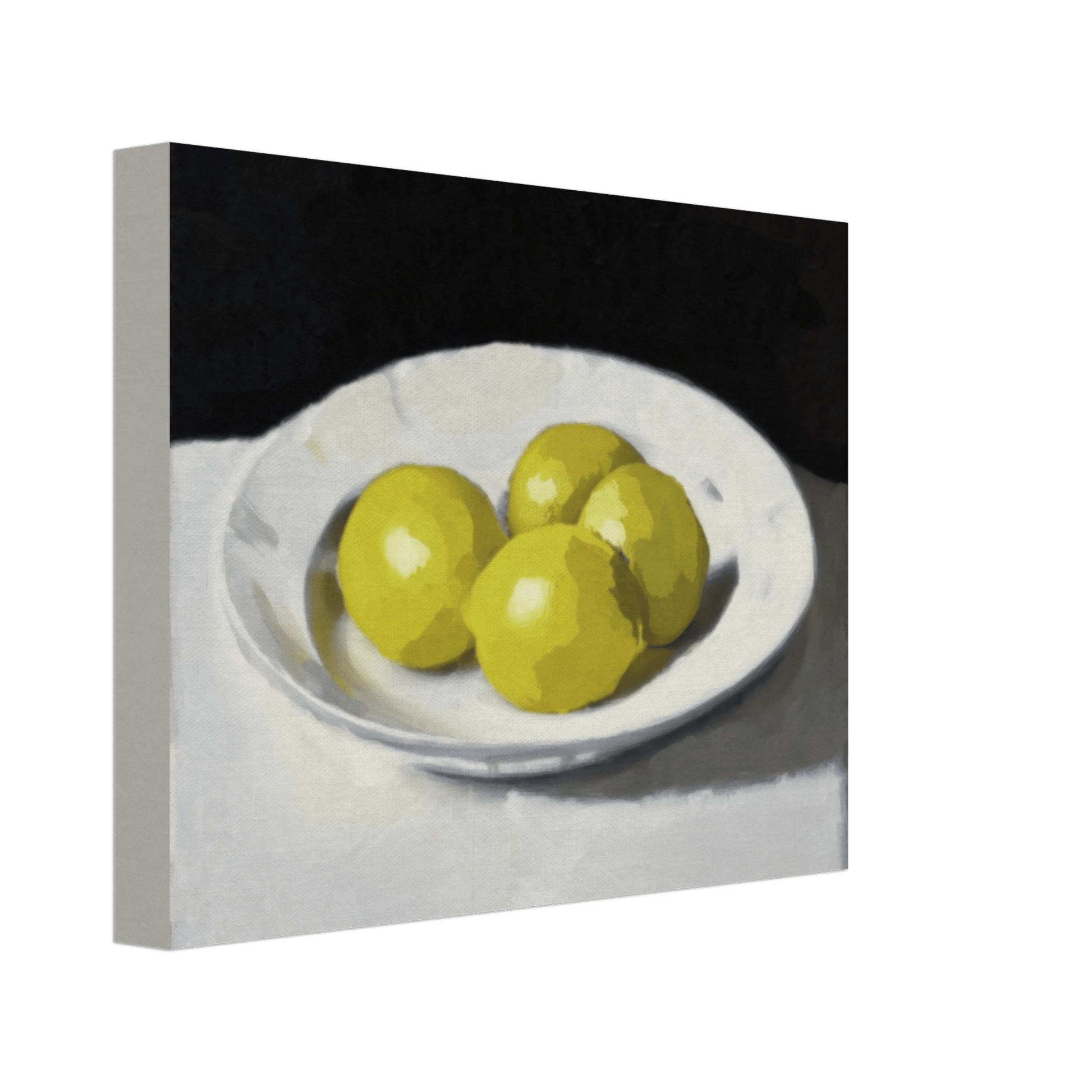Lemons Print | Three Lemons Oil Painting Wall Art | Kitchen Still Life Poster - Evergreen Posters