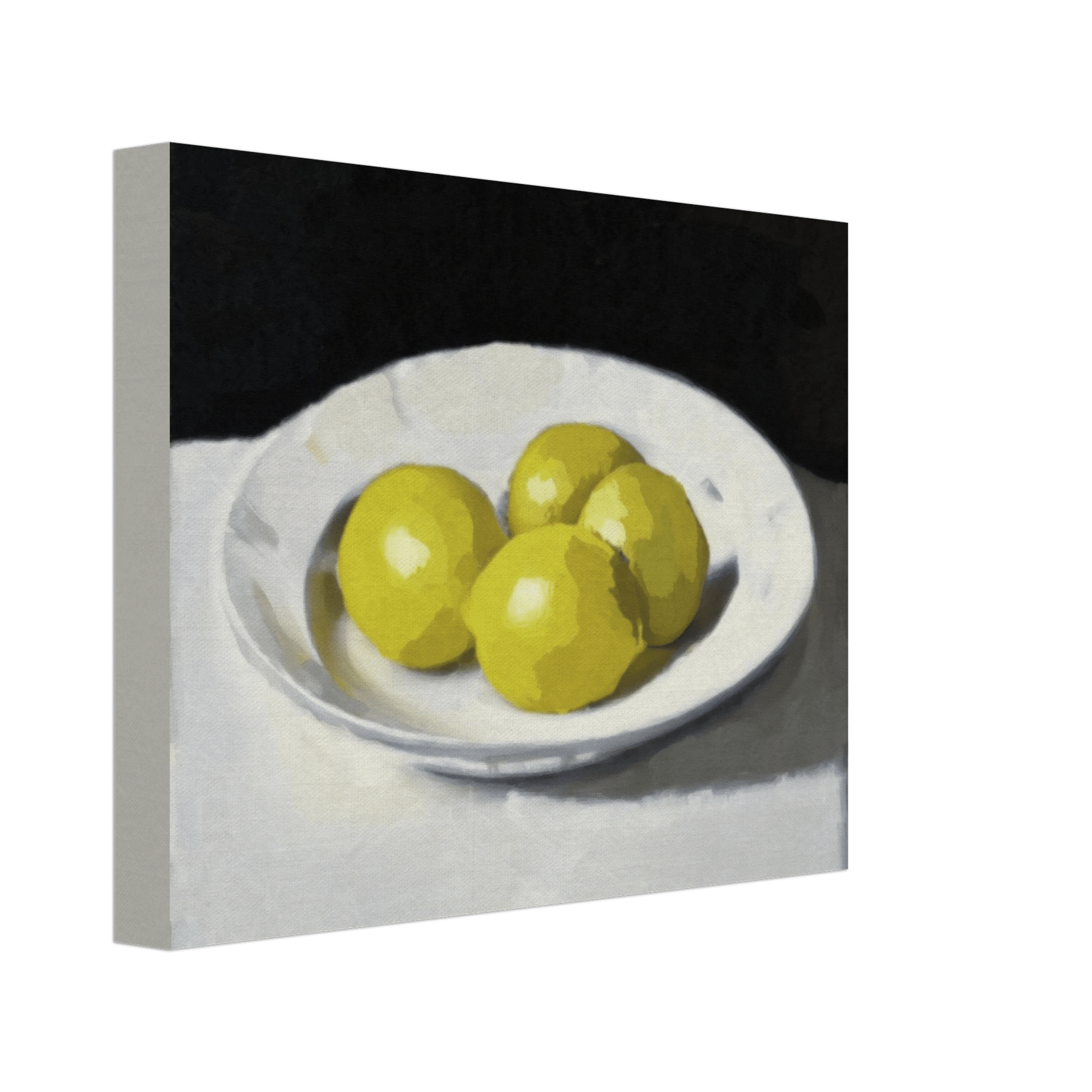 Lemons Print | Three Lemons Oil Painting Wall Art | Kitchen Still Life Poster - Evergreen Posters
