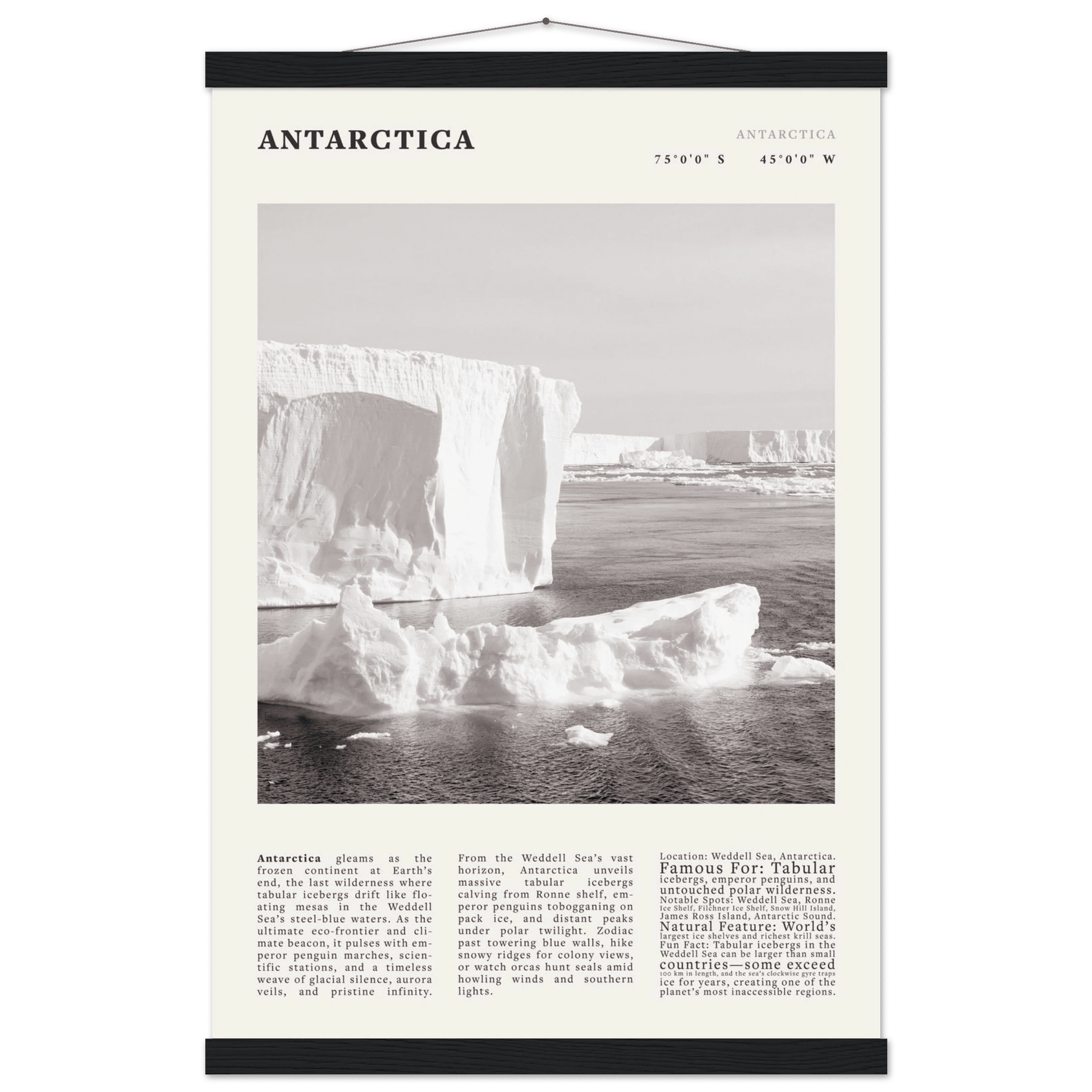 Antarctica Poster Black and White – Vintage Weddell Sea Iceberg Print (Digital & Printed Options) - Evergreen Posters