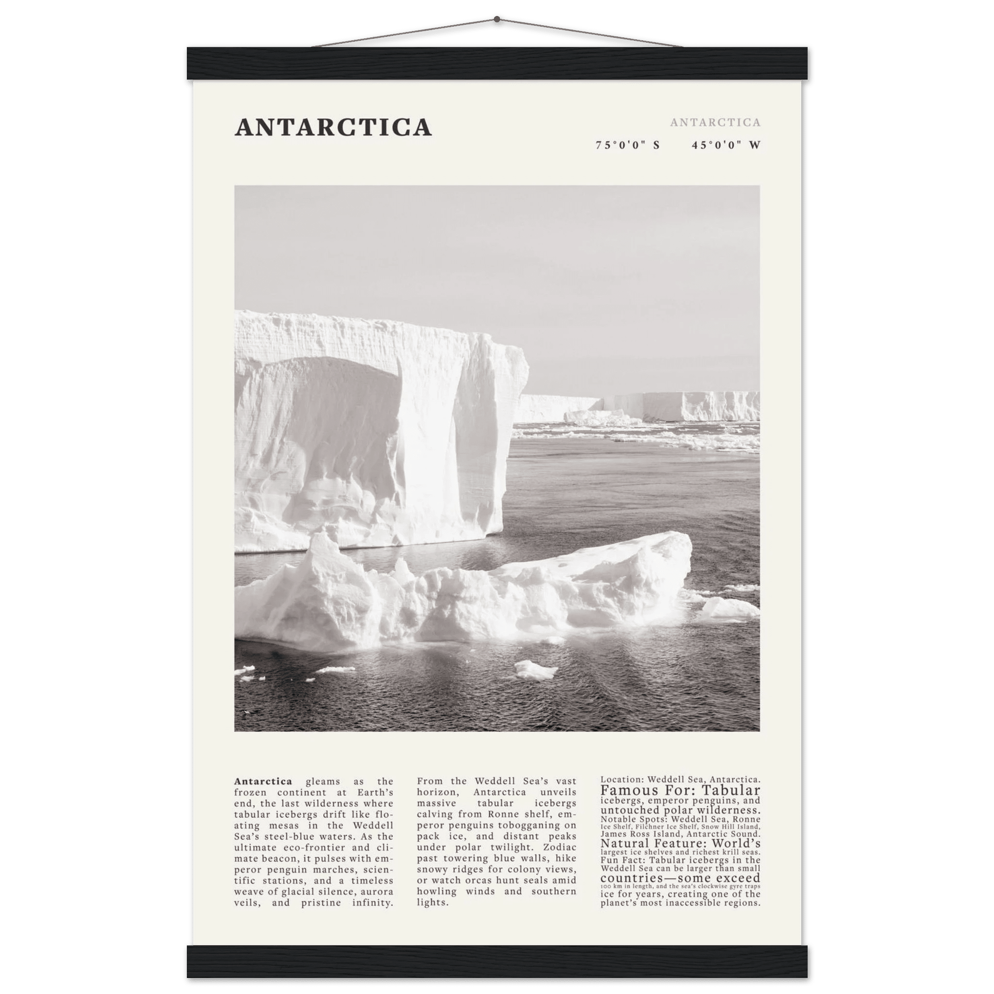 Antarctica Poster Black and White – Vintage Weddell Sea Iceberg Print (Digital & Printed Options) - Evergreen Posters