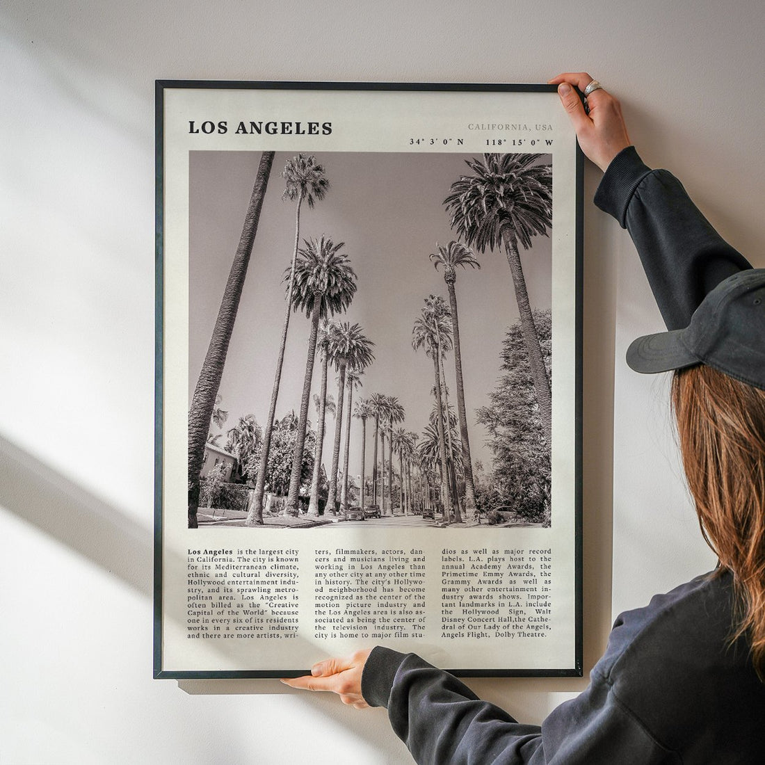 Los Angeles Poster | Black & White Palm Trees Wall Art | California Travel Print - Evergreen Posters