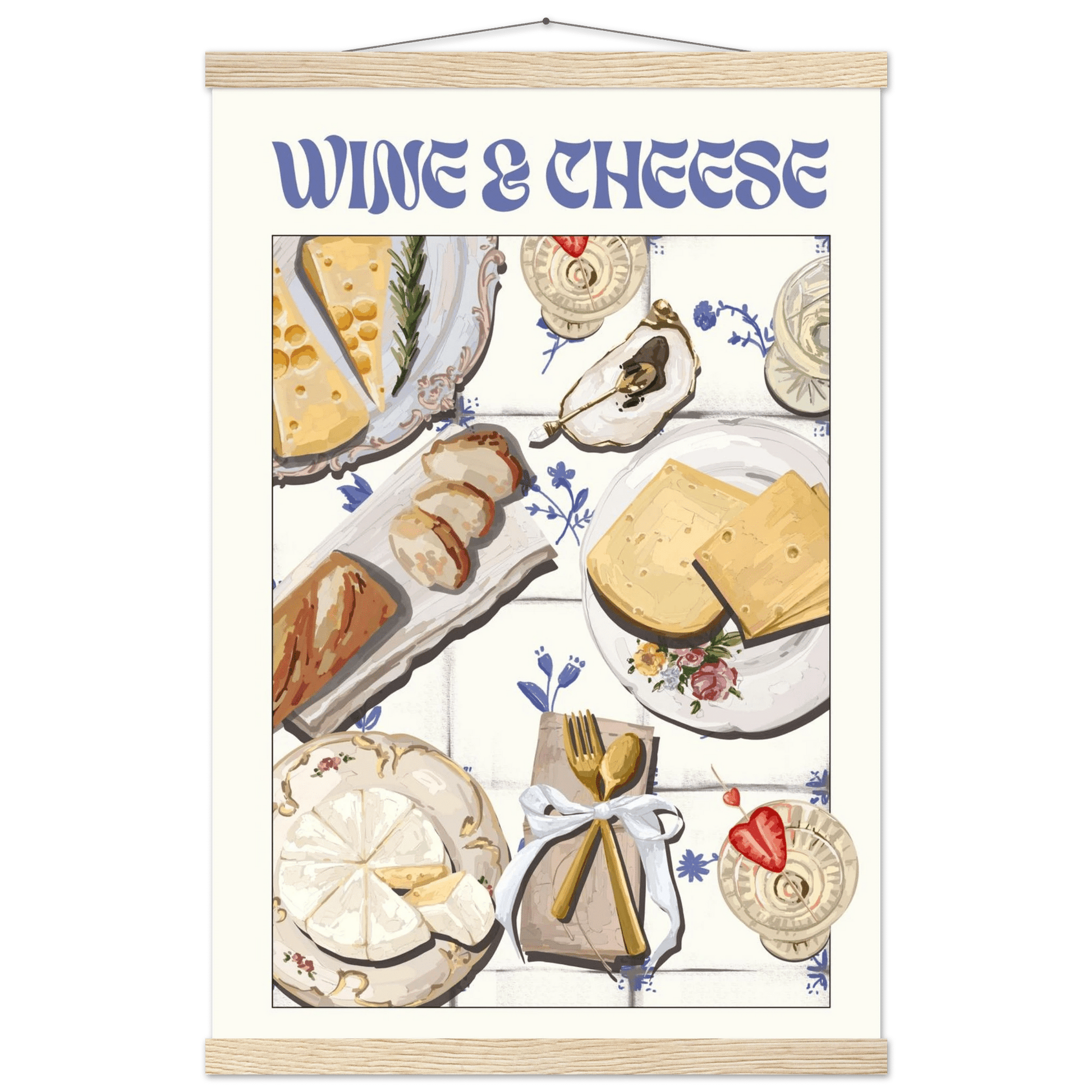 Wine & Cheese Poster – Elegant Kitchen & Dining Wall Art Print (Digital & Printed Options) - Evergreen Posters