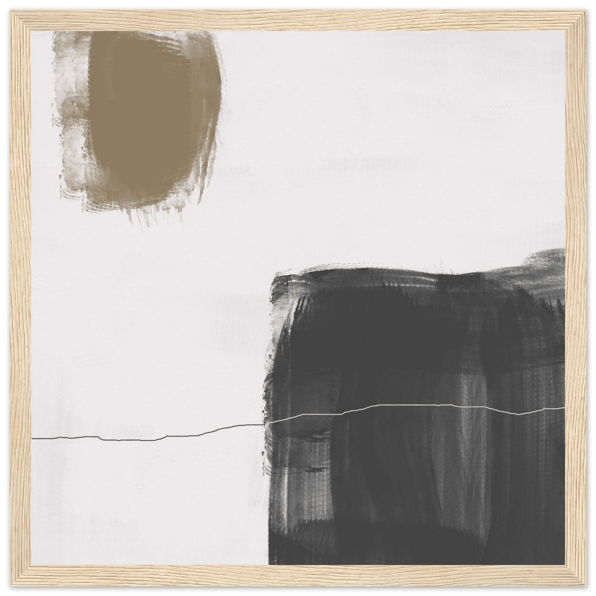 Olive & Black Brushstroke Abstract Poster | Minimalist Square Wall Art | Modern Decor - Evergreen Posters