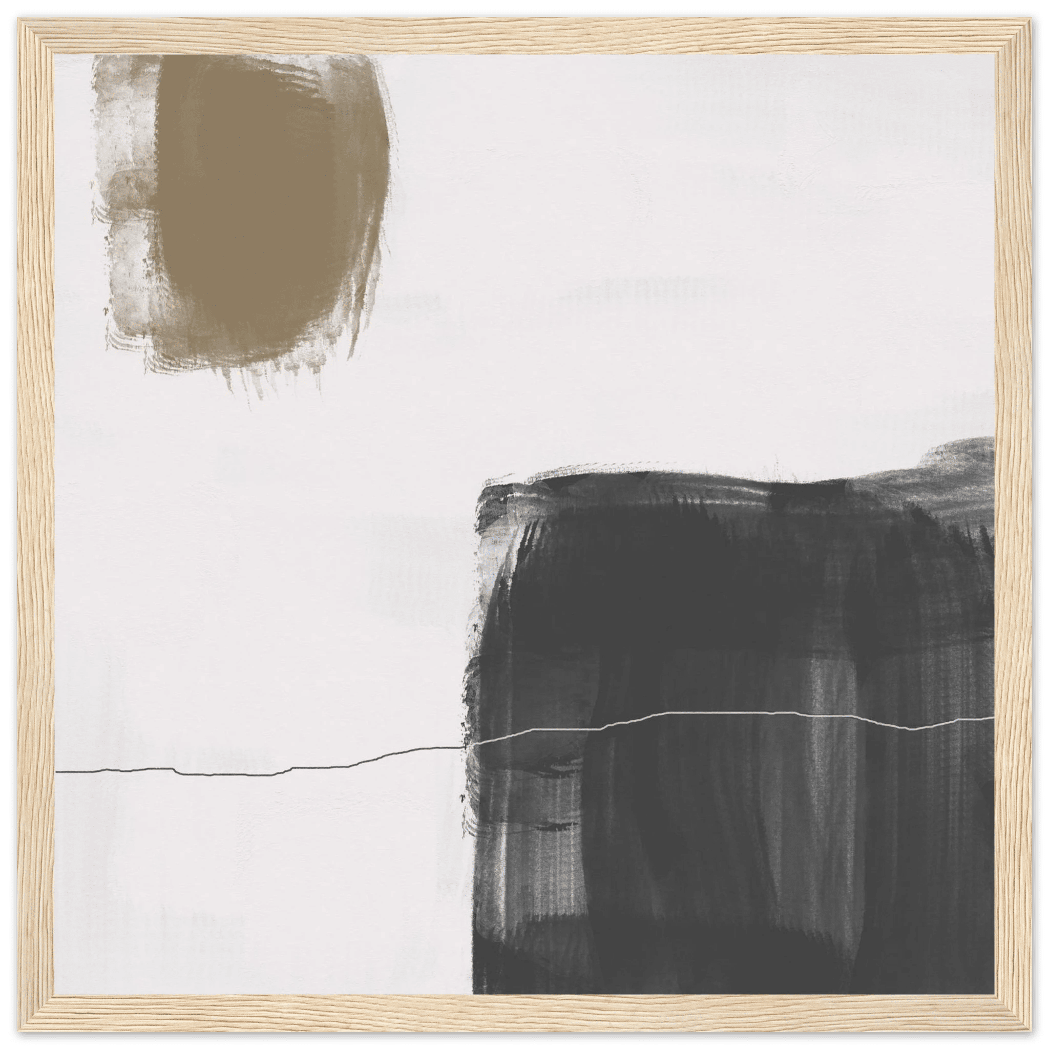 Olive & Black Brushstroke Abstract Poster | Minimalist Square Wall Art | Modern Decor - Evergreen Posters