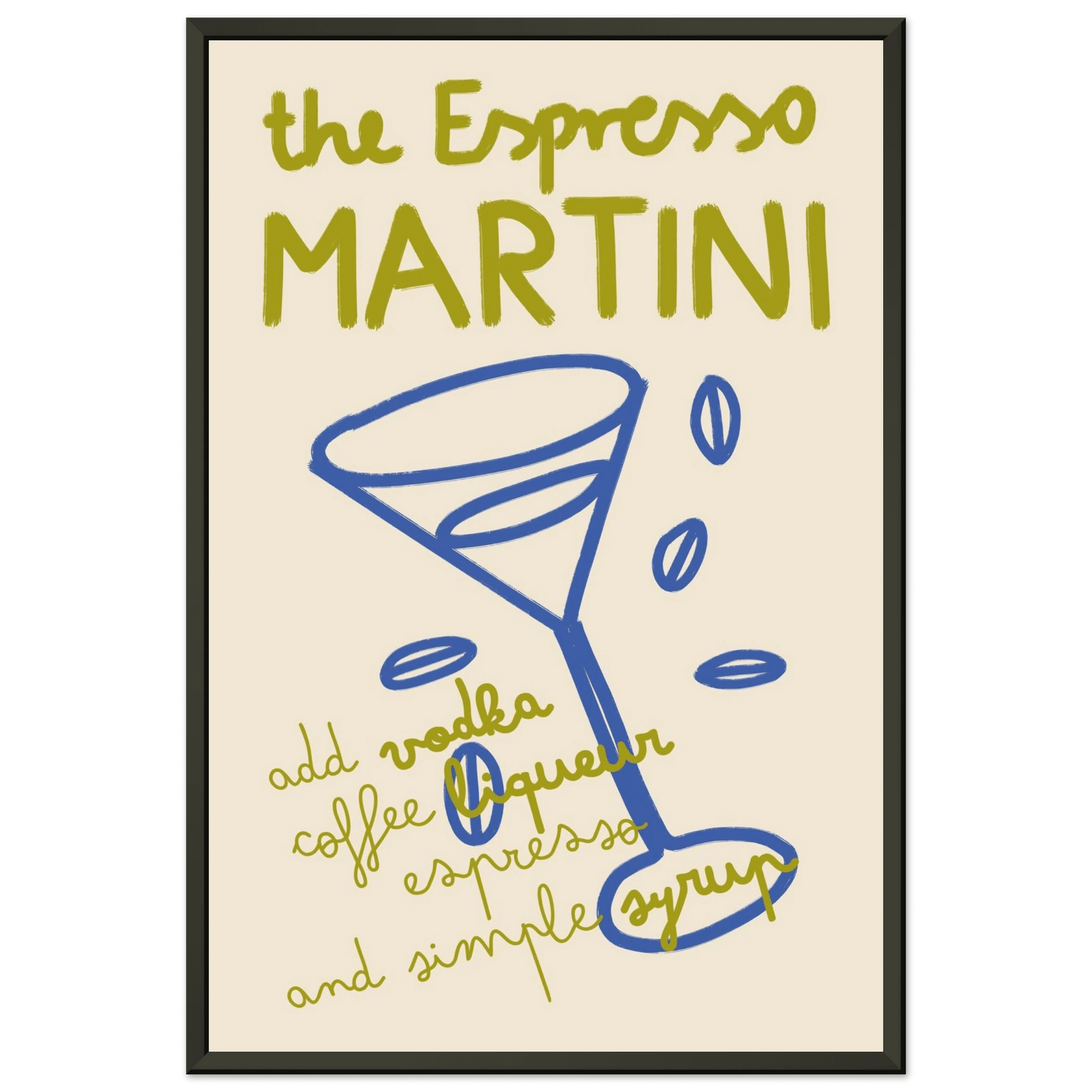 Espresso Martini Print | Cocktail Recipe Wall Art | Kitchen Bar Poster - Evergreen Posters