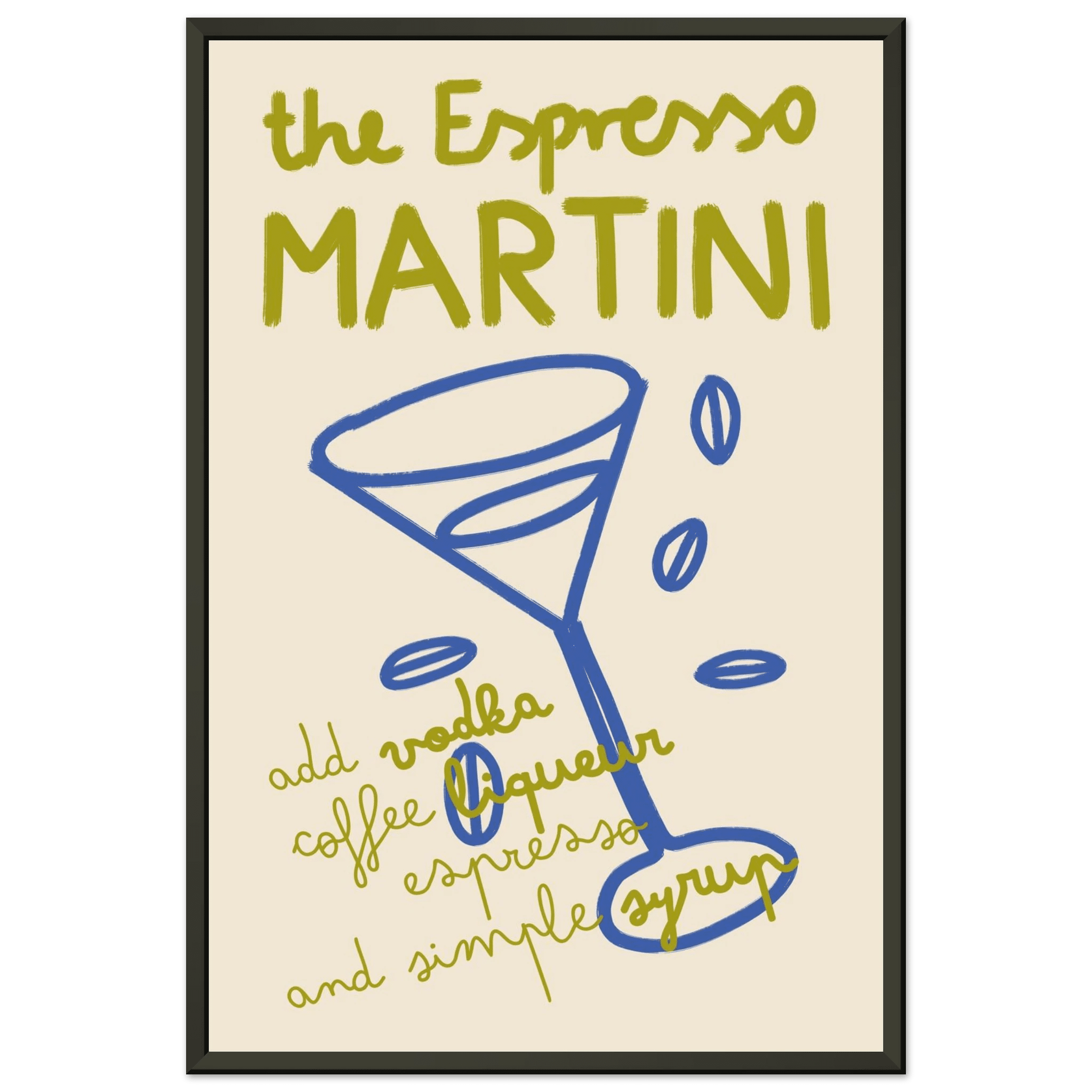 Espresso Martini Print | Cocktail Recipe Wall Art | Kitchen Bar Poster - Evergreen Posters