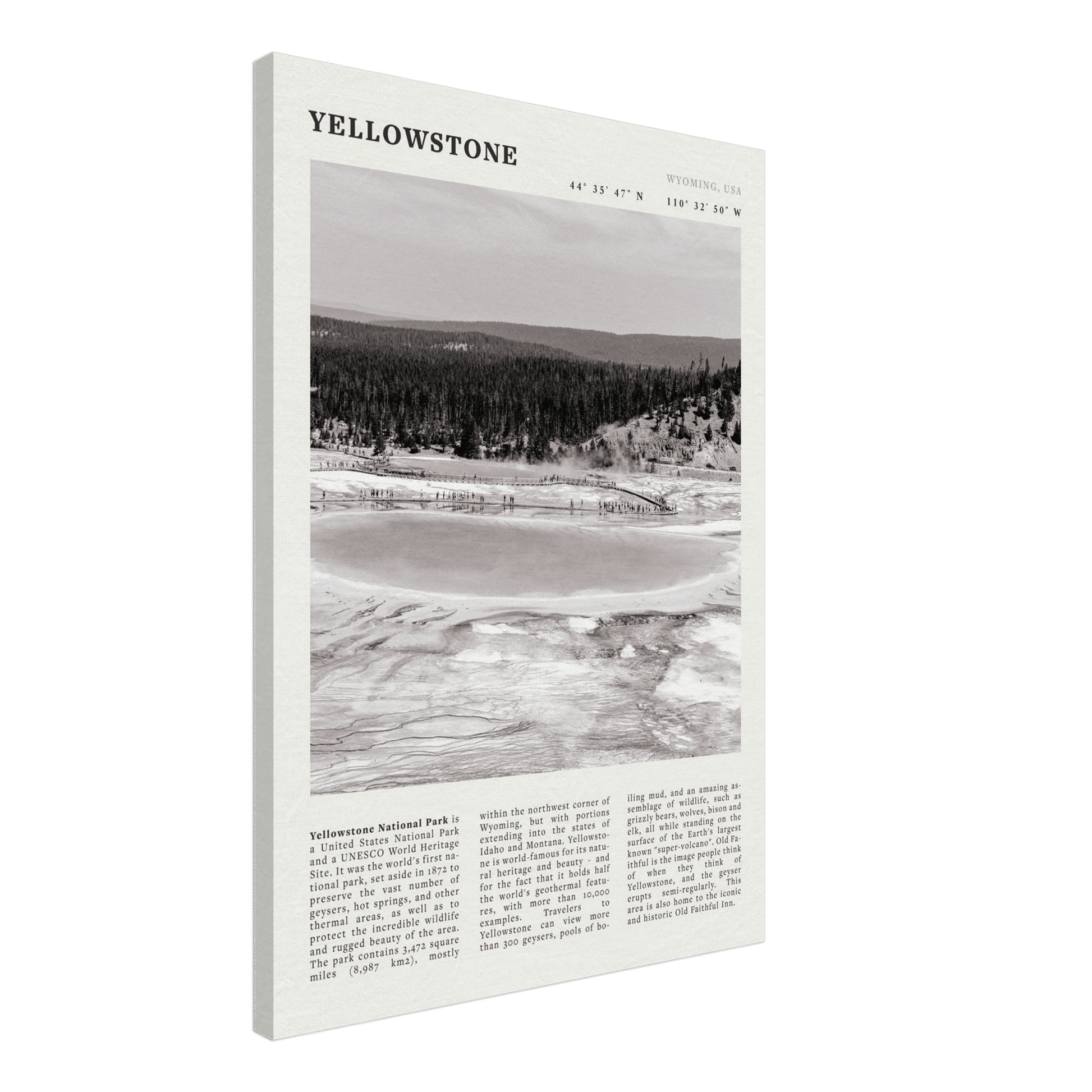 Yellowstone Poster | Black & White Grand Prismatic Spring Wall Art | WY Print - Evergreen Posters