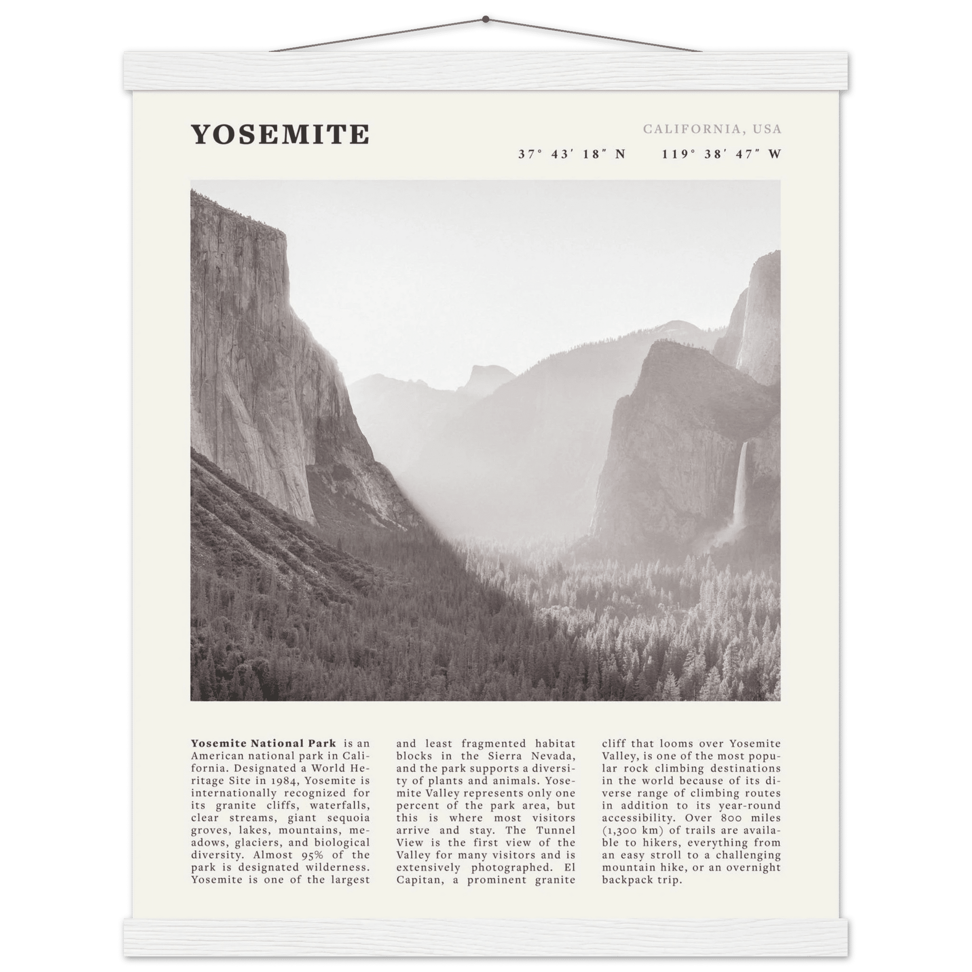 Yosemite Poster | Black & White National Park Wall Art | California Nature Print - Evergreen Posters