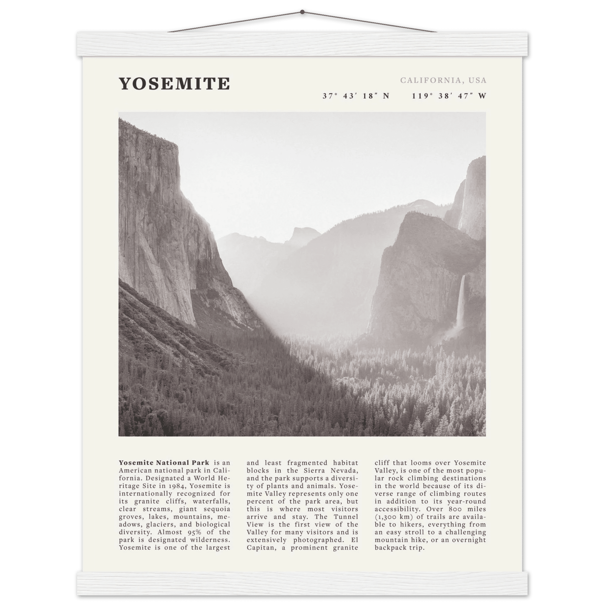 Yosemite Poster | Black & White National Park Wall Art | California Nature Print - Evergreen Posters