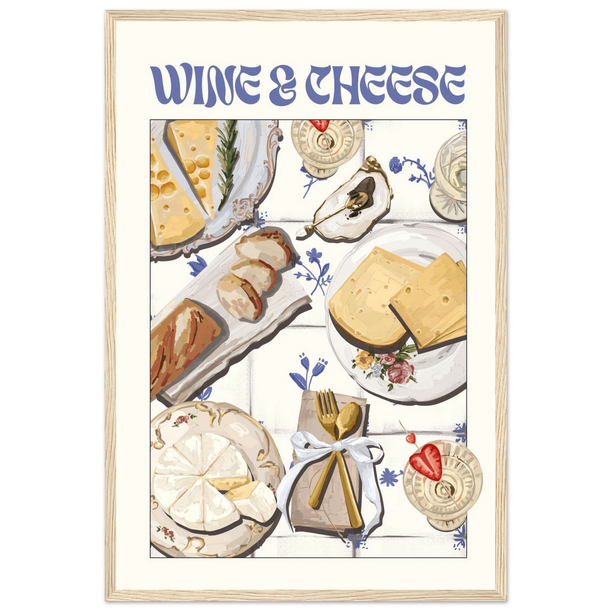 Wine & Cheese Poster – Elegant Kitchen & Dining Wall Art Print (Digital & Printed Options) - Evergreen Posters