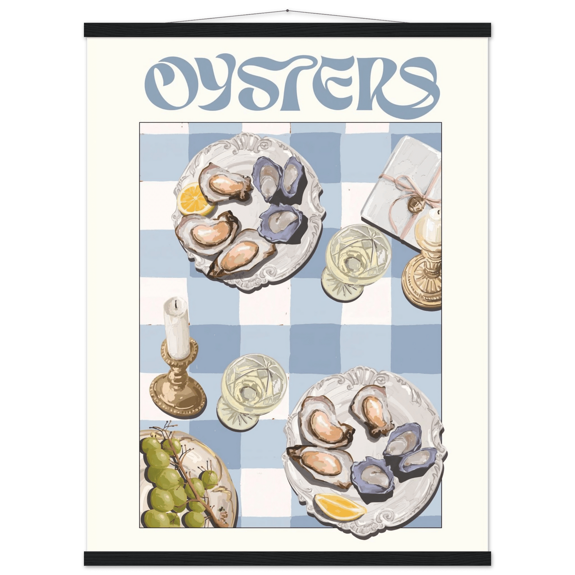 Oysters Poster – Playful Seafood Kitchen Wall Art Print (Digital & Printed Options) - Evergreen Posters
