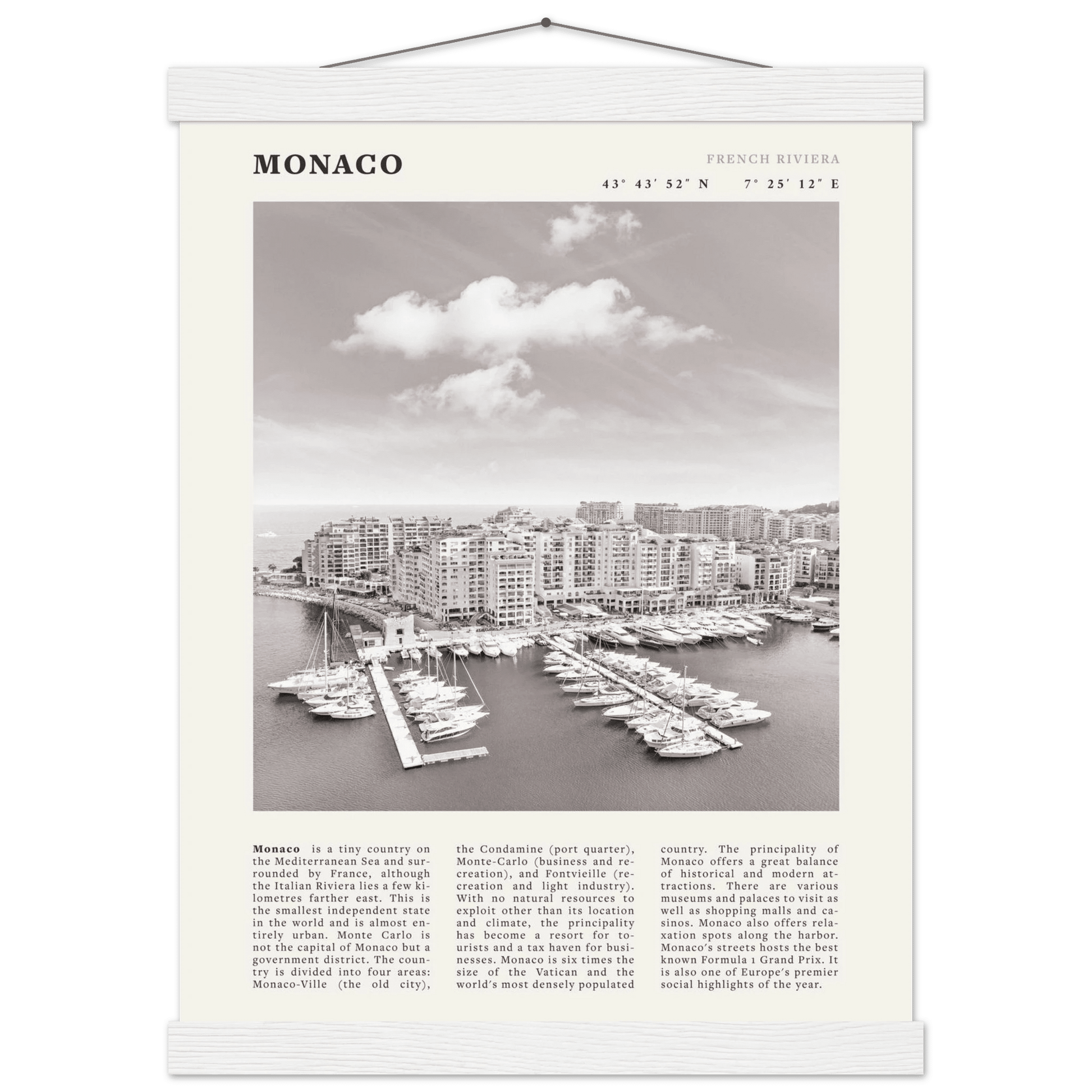Monaco Poster Black and White – Vintage Monte Carlo Harbor Print (Digital & Printed Options) - Evergreen Posters