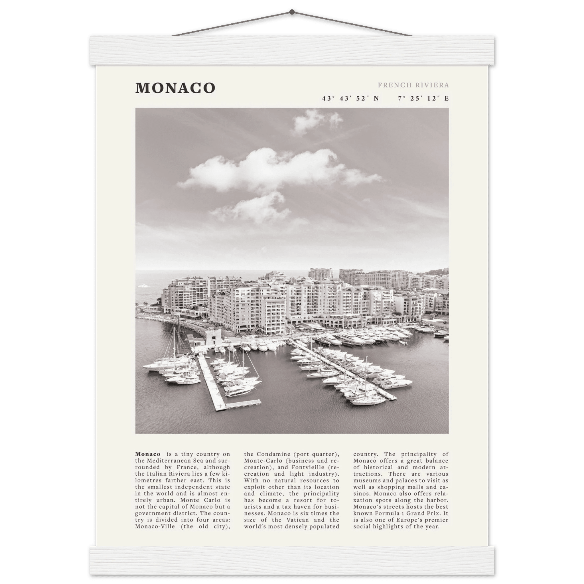 Monaco Poster Black and White – Vintage Monte Carlo Harbor Print (Digital & Printed Options) - Evergreen Posters