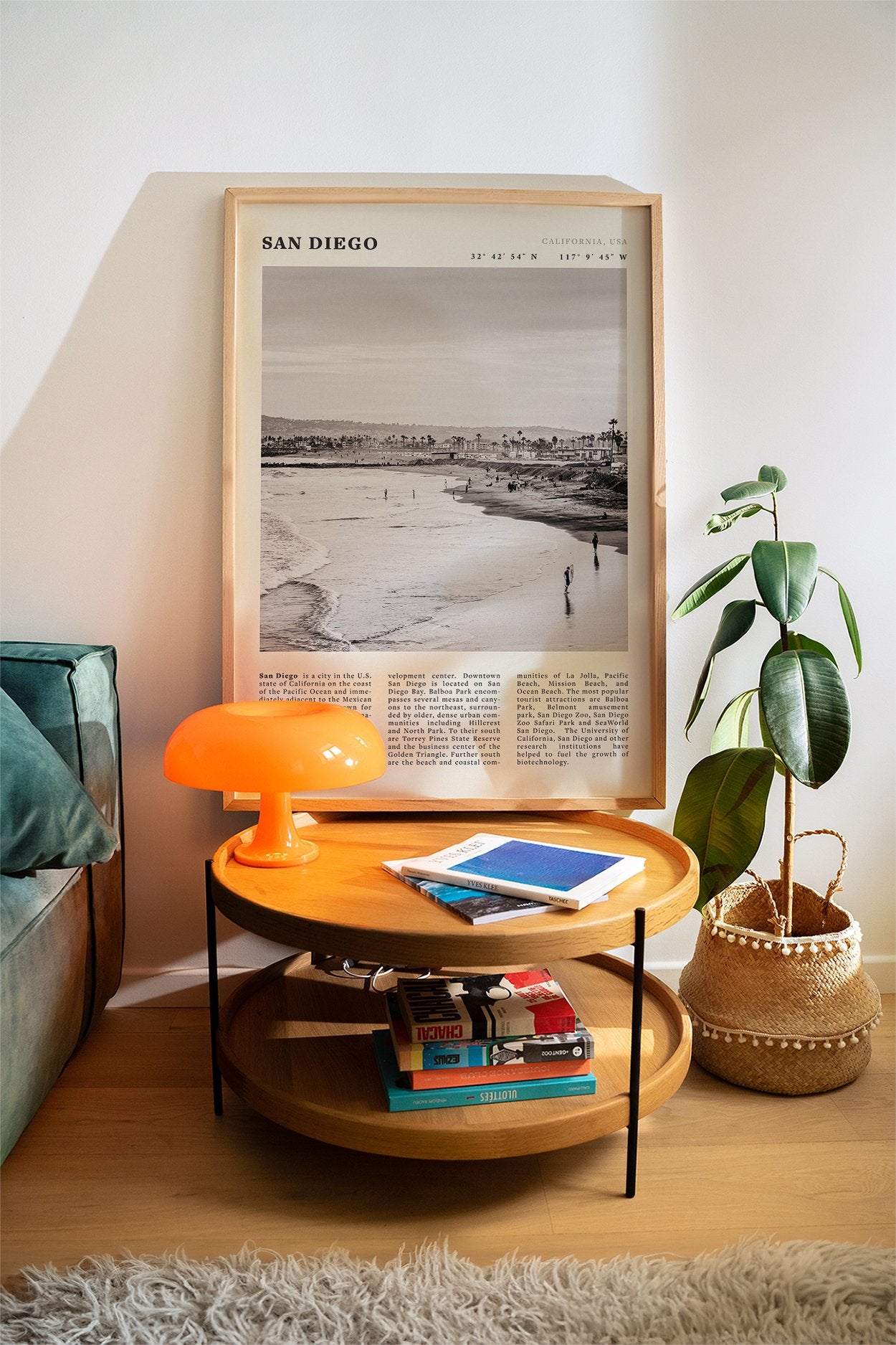 San Diego Poster | Black & White California Beach Wall Art | Coastal Travel Print Decor - Evergreen Posters