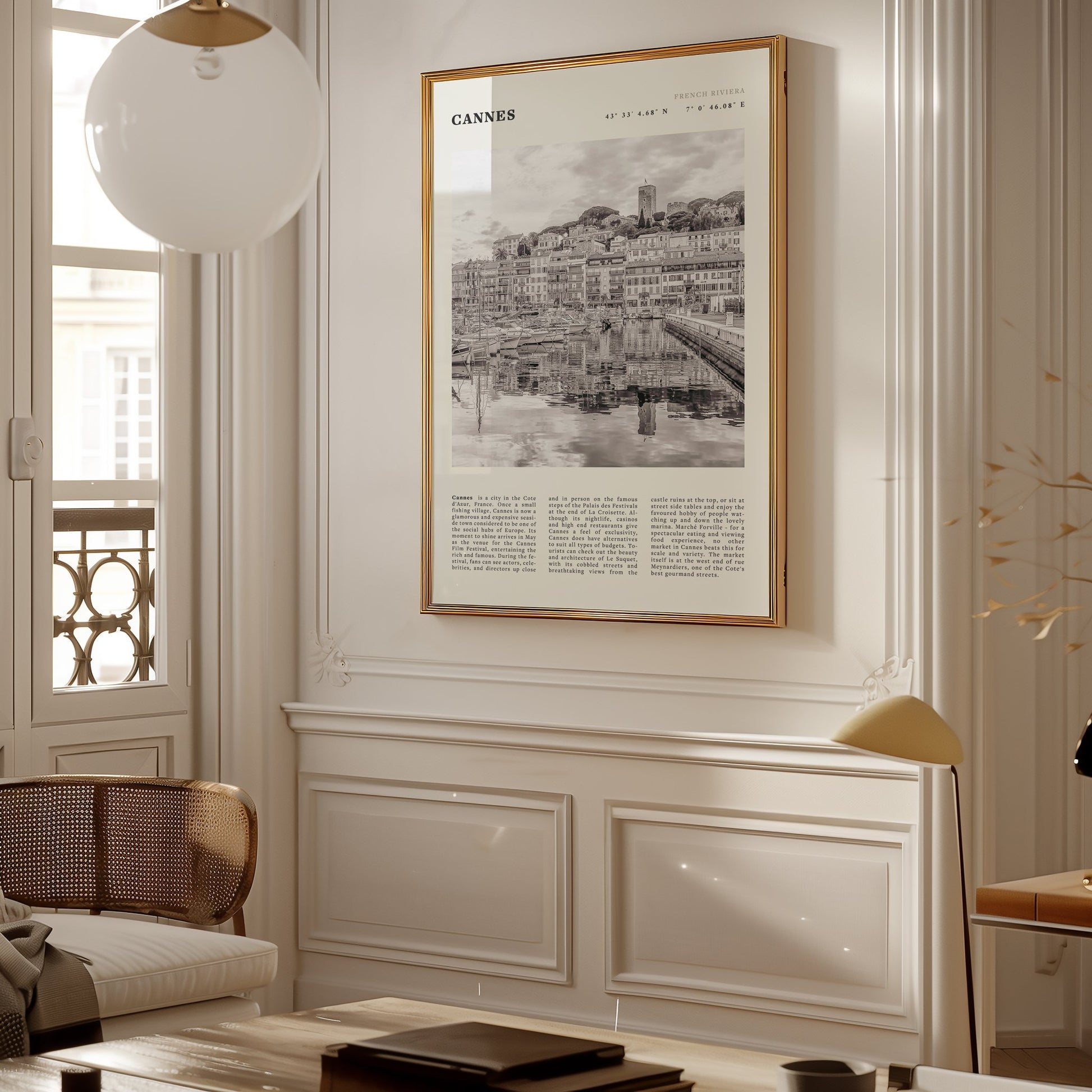 Cannes Poster | Black & White French Riviera Wall Art | France Travel Print - Evergreen Posters