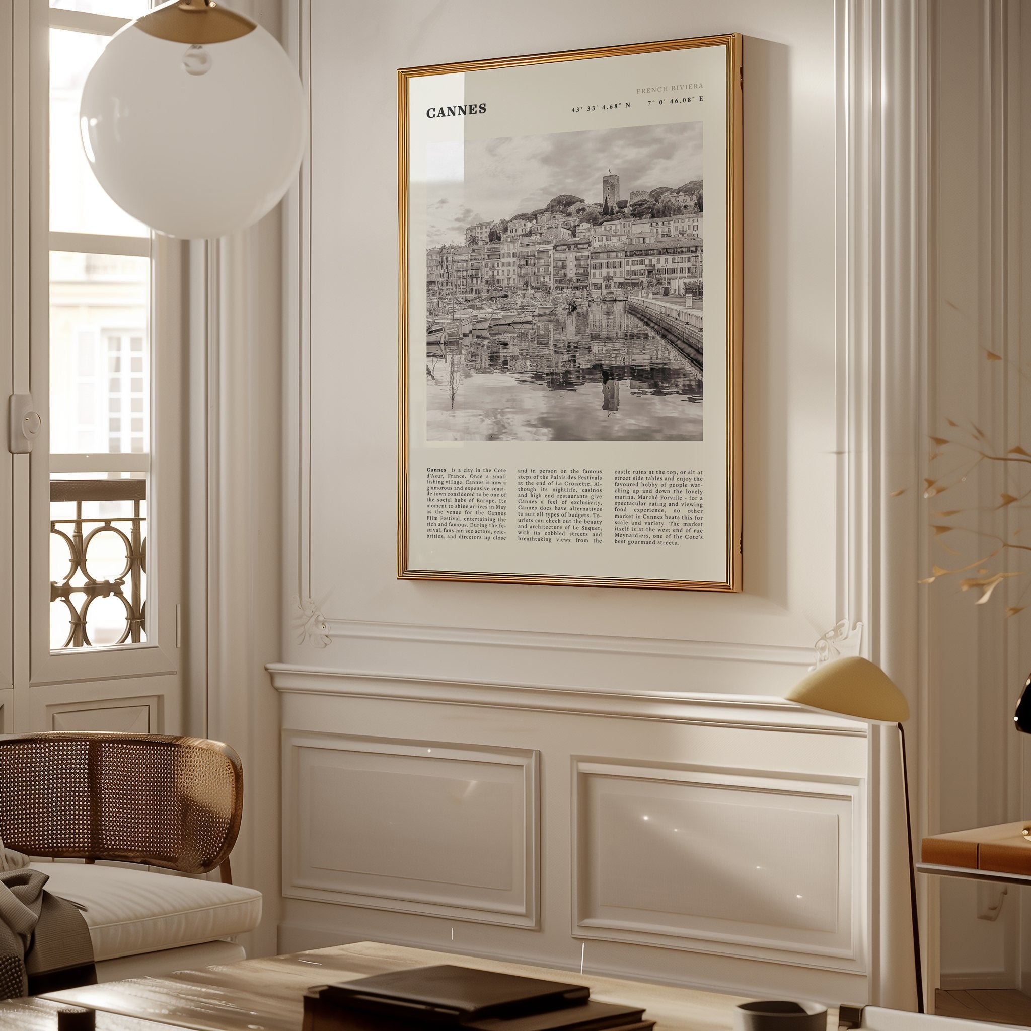 Cannes Poster | Black & White French Riviera Wall Art | France Travel Print - Evergreen Posters
