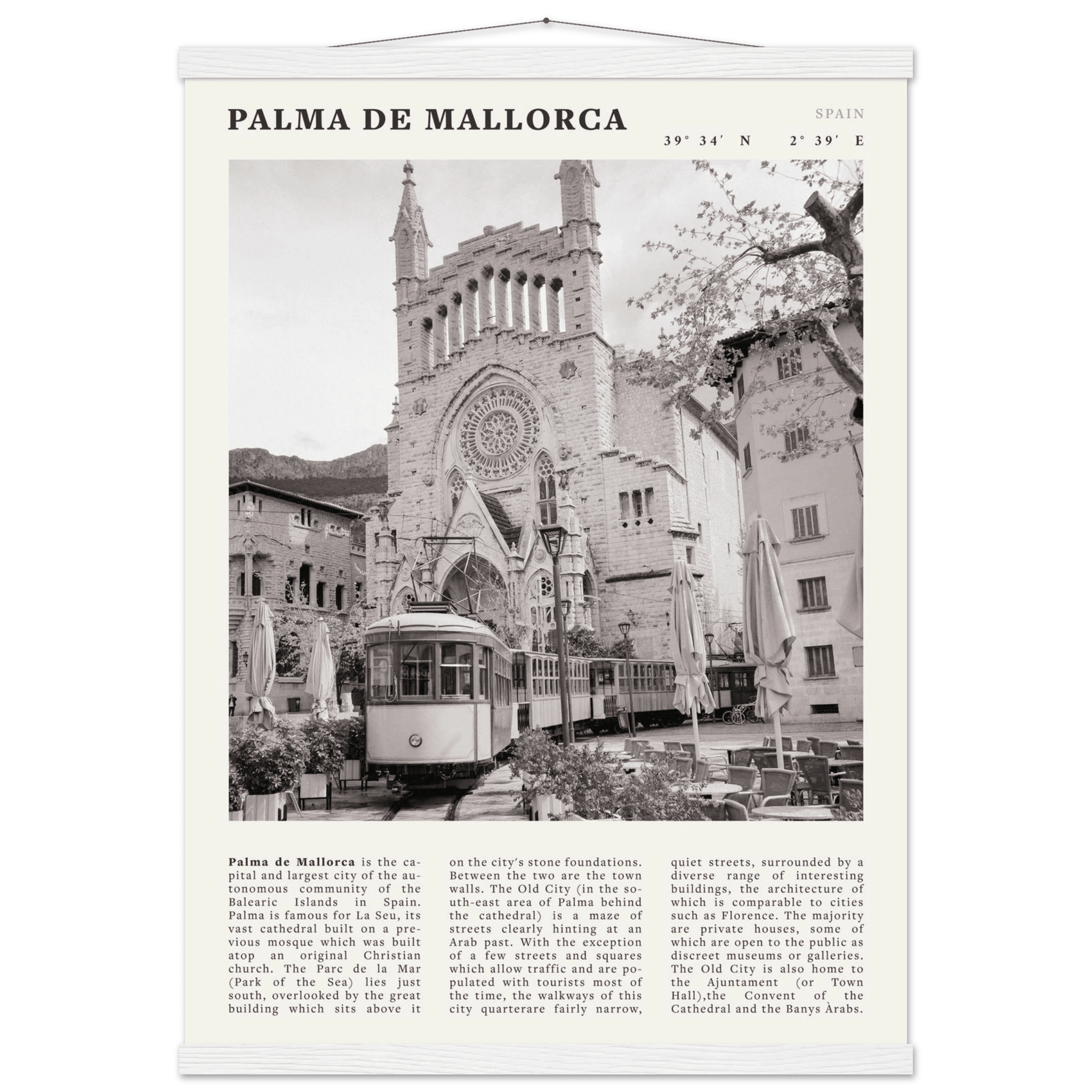 Palma de Mallorca Poster | Black & White Spain Wall Art | Travel Print | Mediterranean Decor - Evergreen Posters