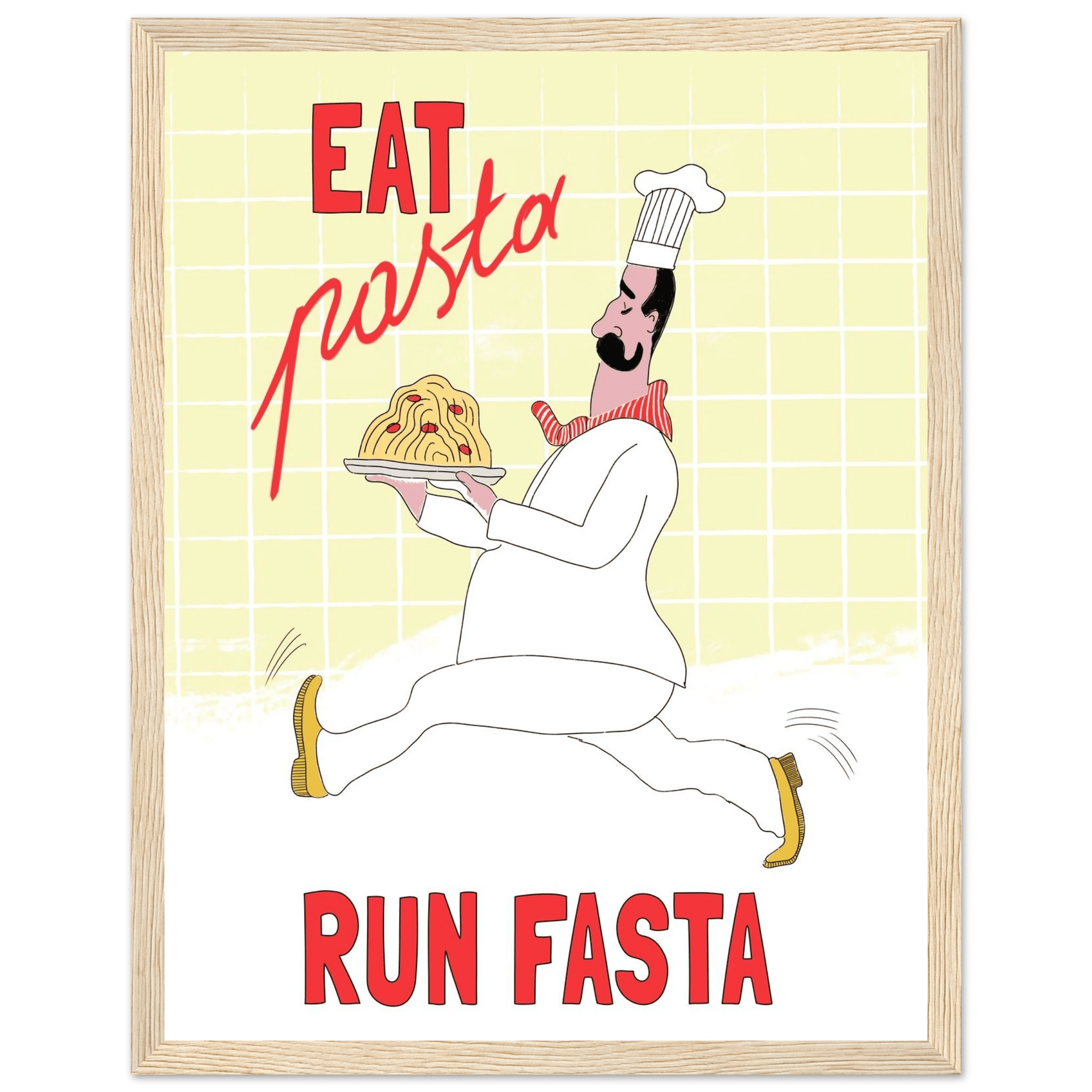 Eat Pasta Run Fasta Poster – Playful Kitchen Wall Art Print (Digital & Printed Options) - Evergreen Posters