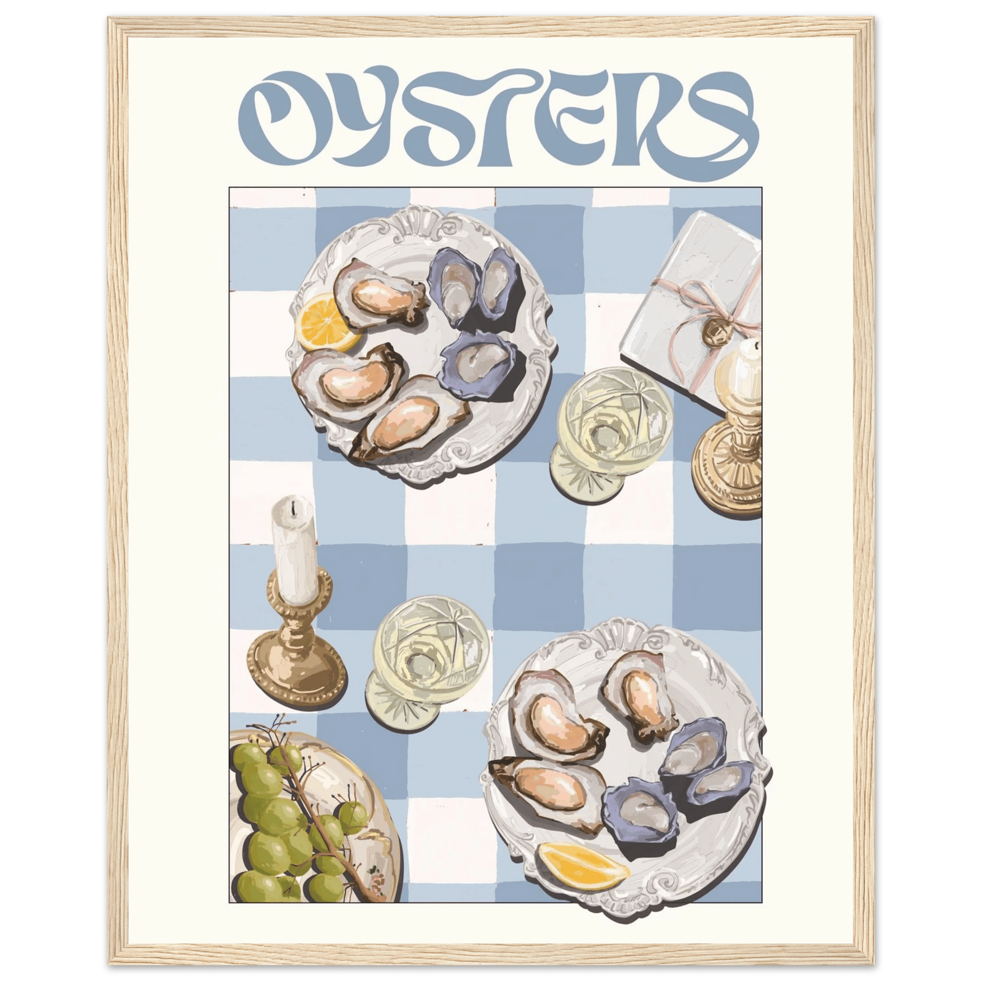 Oysters Poster – Playful Seafood Kitchen Wall Art Print (Digital & Printed Options) - Evergreen Posters