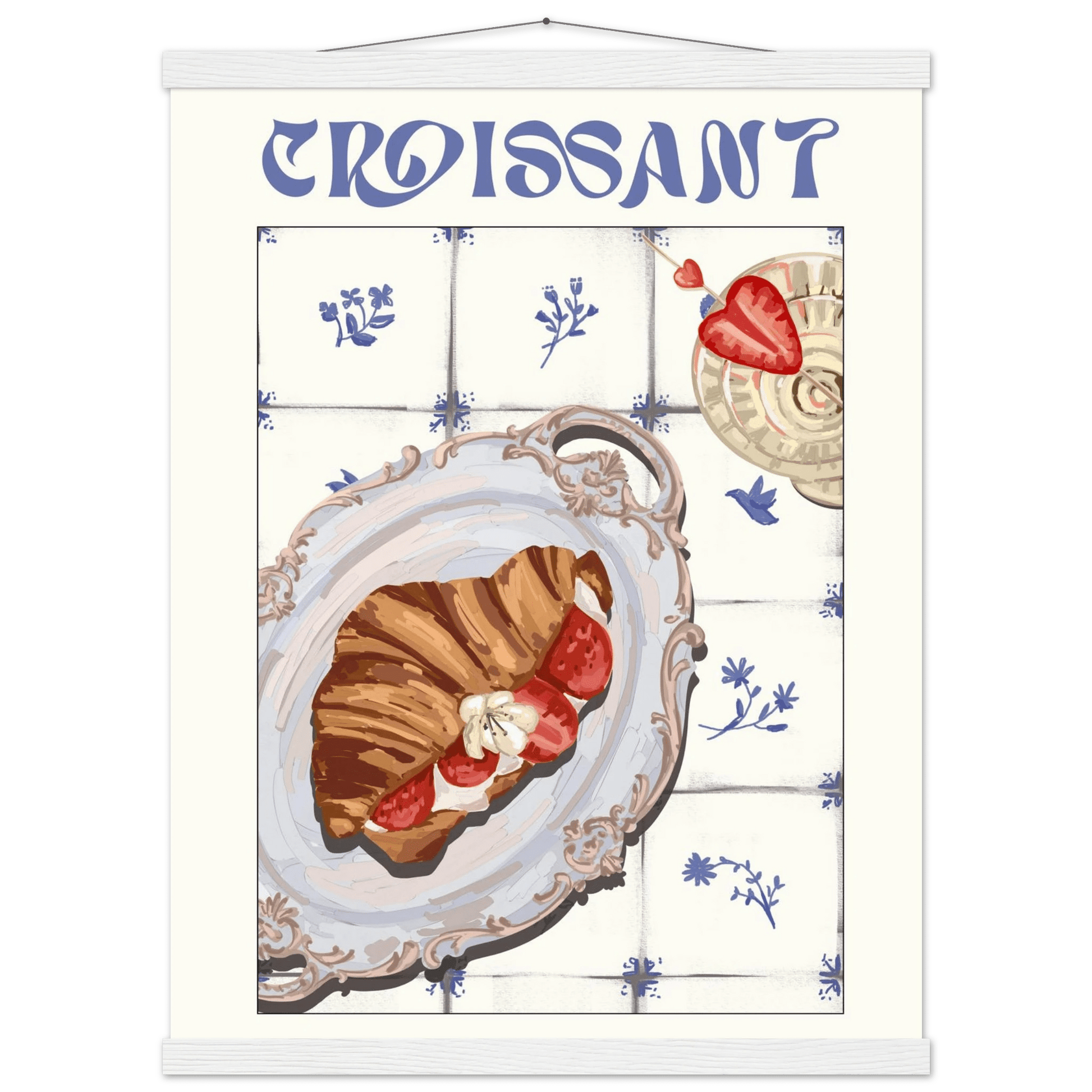 Croissant Poster – Charming French Breakfast Kitchen Wall Art Print (Digital & Printed Options) - Evergreen Posters