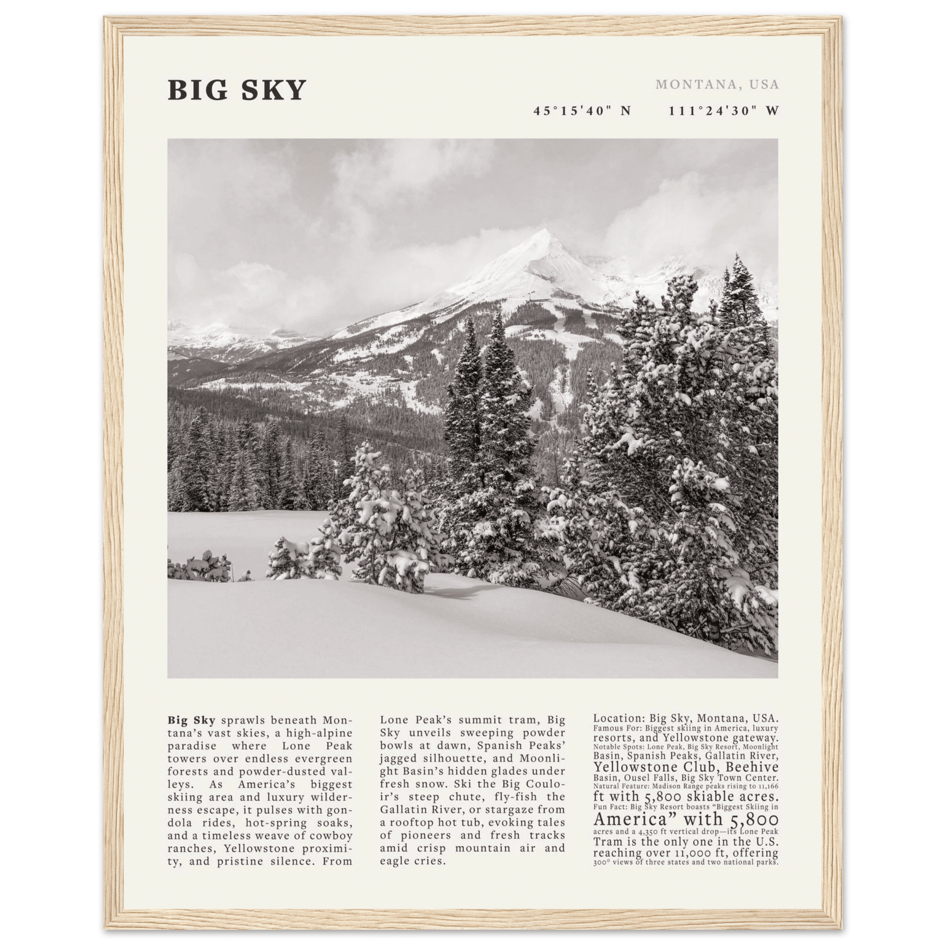 Big Sky Montana Poster Black and White – Vintage Lone Peak Ski Resort Print (Digital & Printed Options) - Evergreen Posters