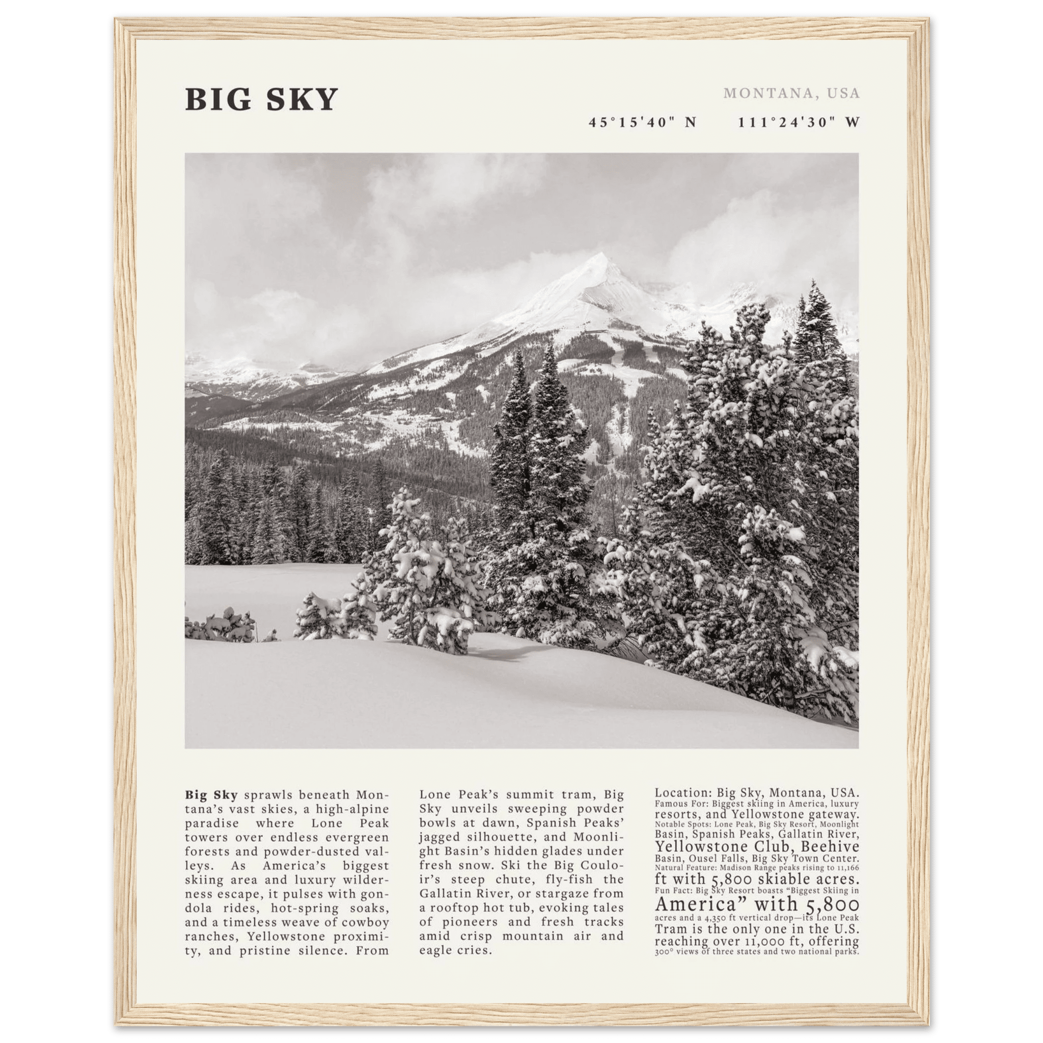 Big Sky Montana Poster Black and White – Vintage Lone Peak Ski Resort Print (Digital & Printed Options) - Evergreen Posters