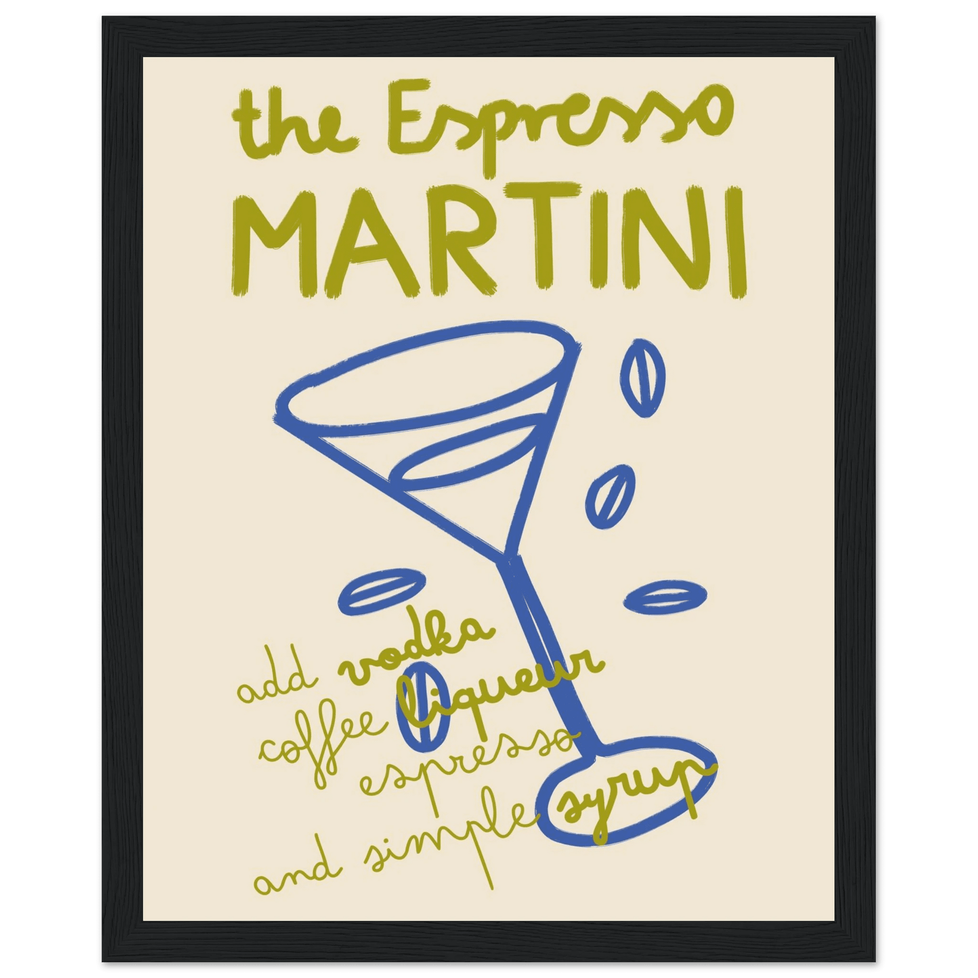 Espresso Martini Print | Cocktail Recipe Wall Art | Kitchen Bar Poster - Evergreen Posters