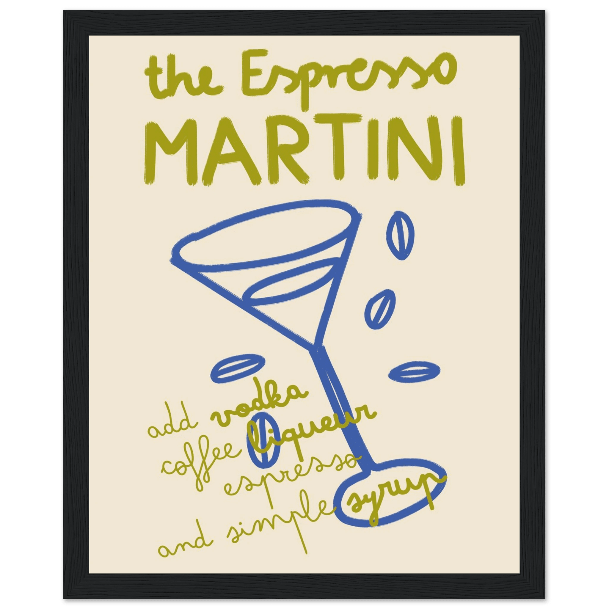 Espresso Martini Print | Cocktail Recipe Wall Art | Kitchen Bar Poster - Evergreen Posters