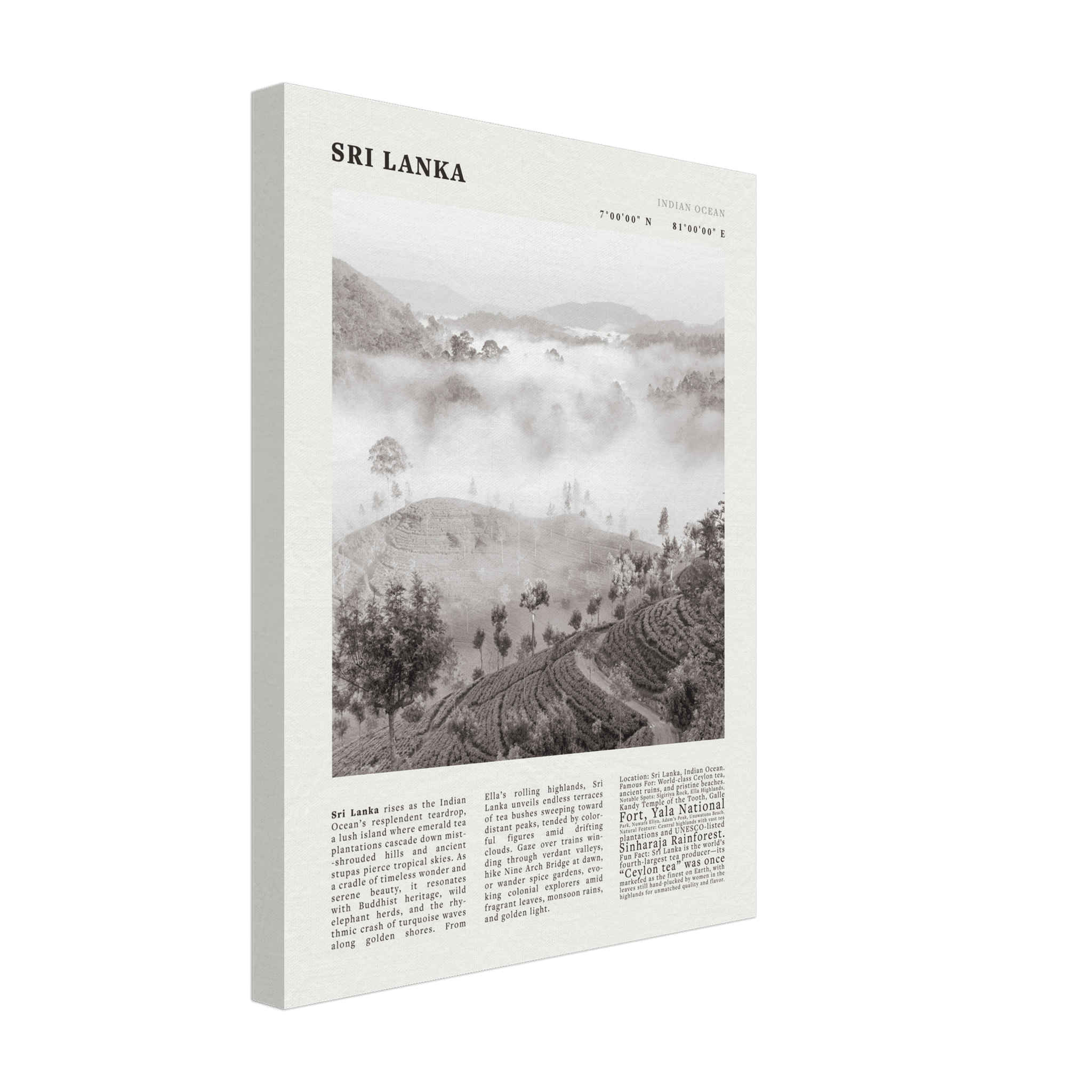 Sri Lanka Poster Black and White – Vintage Ceylon Tea Plantation Print (Digital & Printed Options) - Evergreen Posters