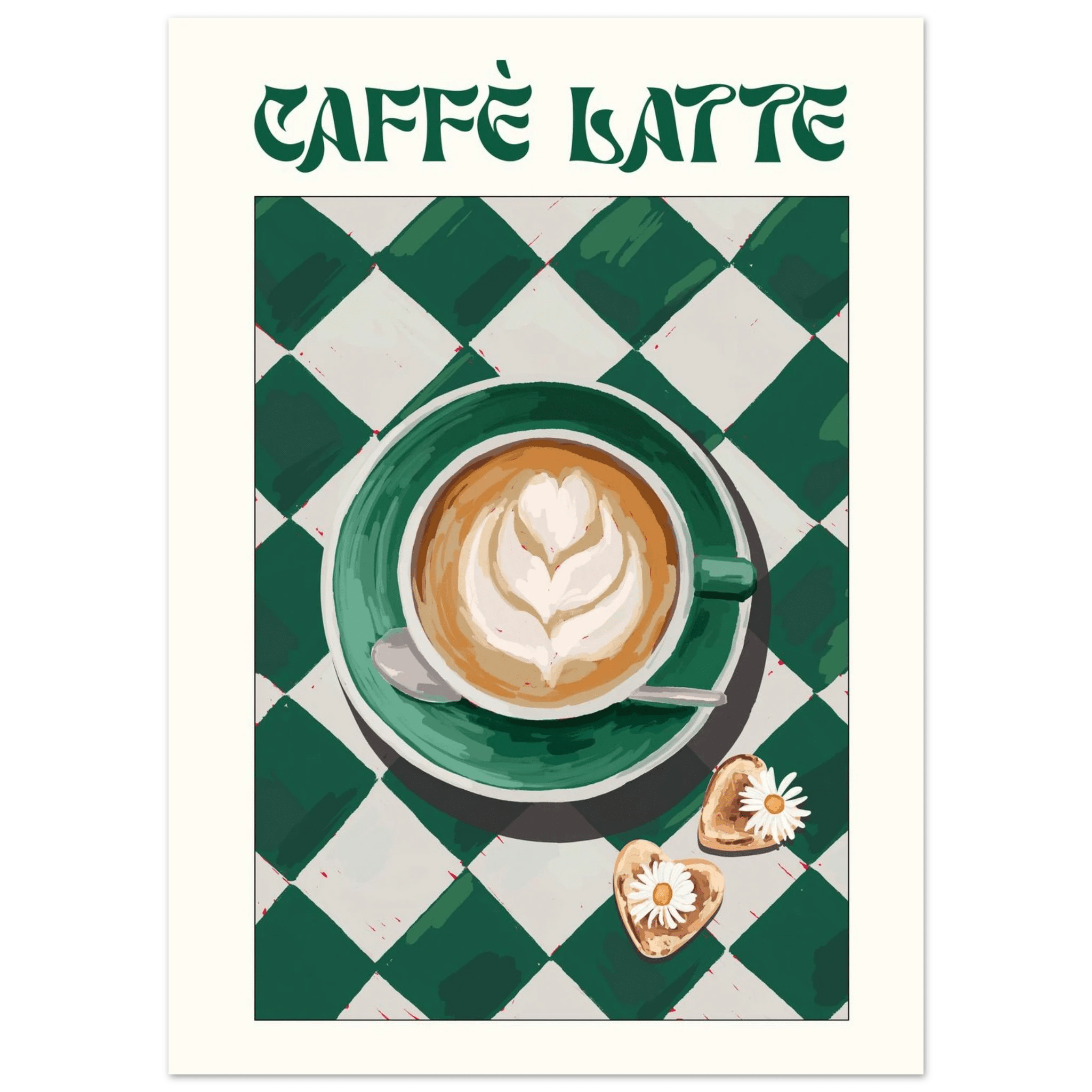 Caffè Latte Poster – Playful Coffee Kitchen Wall Art Print (Digital & Printed Options) - Evergreen Posters