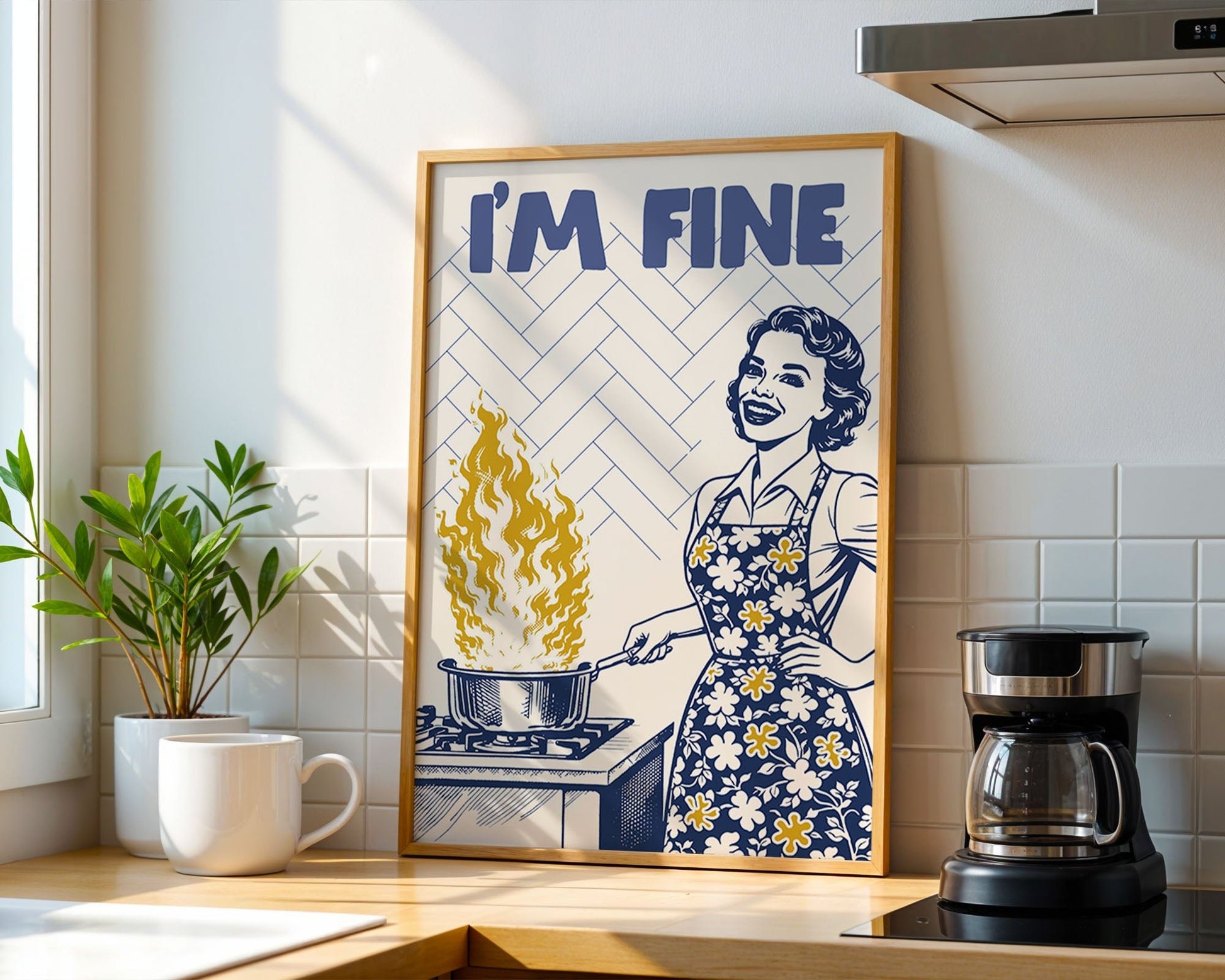 I'm Fine Poster – Funny Retro Kitchen Wall Art Print (Digital & Printed Options) - Evergreen Posters