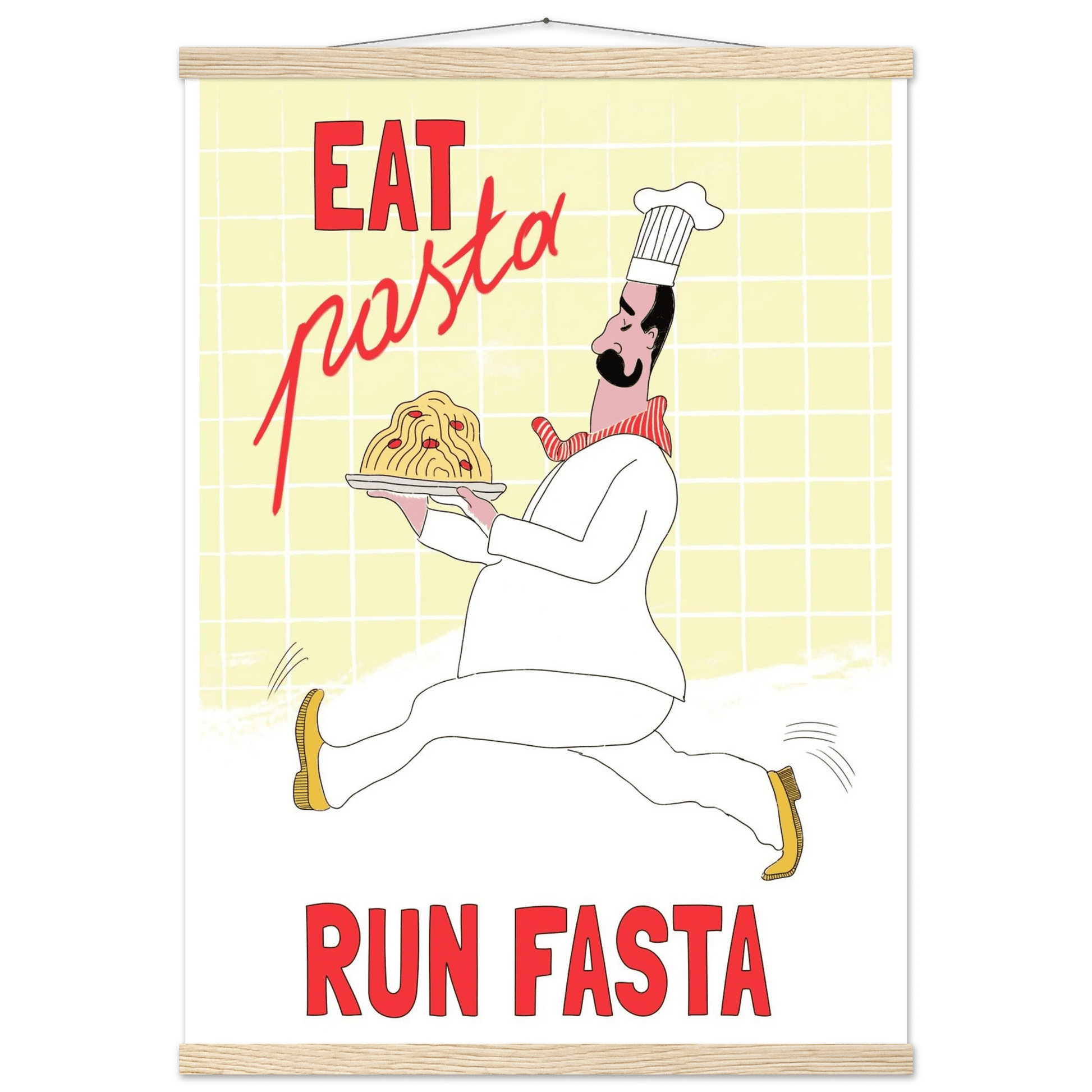 Eat Pasta Run Fasta Poster – Playful Kitchen Wall Art Print (Digital & Printed Options) - Evergreen Posters