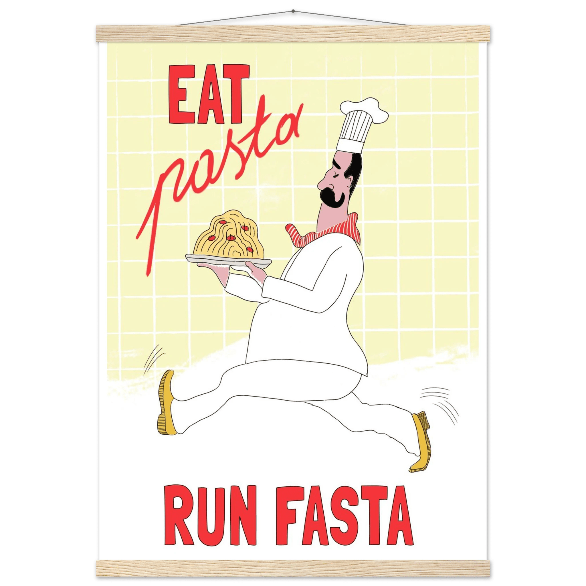 Eat Pasta Run Fasta Poster – Playful Kitchen Wall Art Print (Digital & Printed Options) - Evergreen Posters