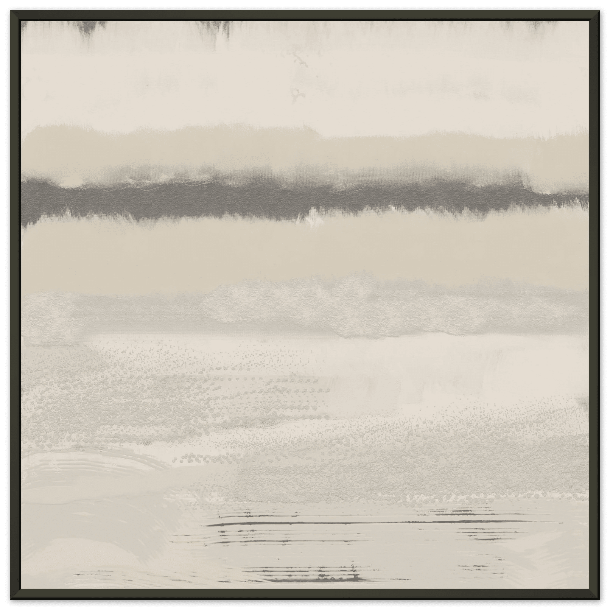 Misty Abstract Poster | Beige & Grey Textured Wall Art | Minimalist Square Print - Evergreen Posters