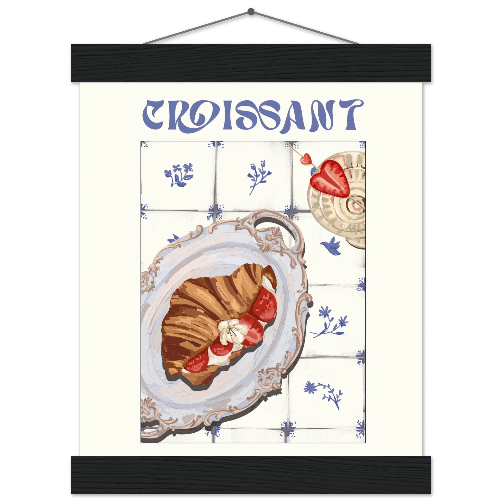 Croissant Poster – Charming French Breakfast Kitchen Wall Art Print (Digital & Printed Options) - Evergreen Posters