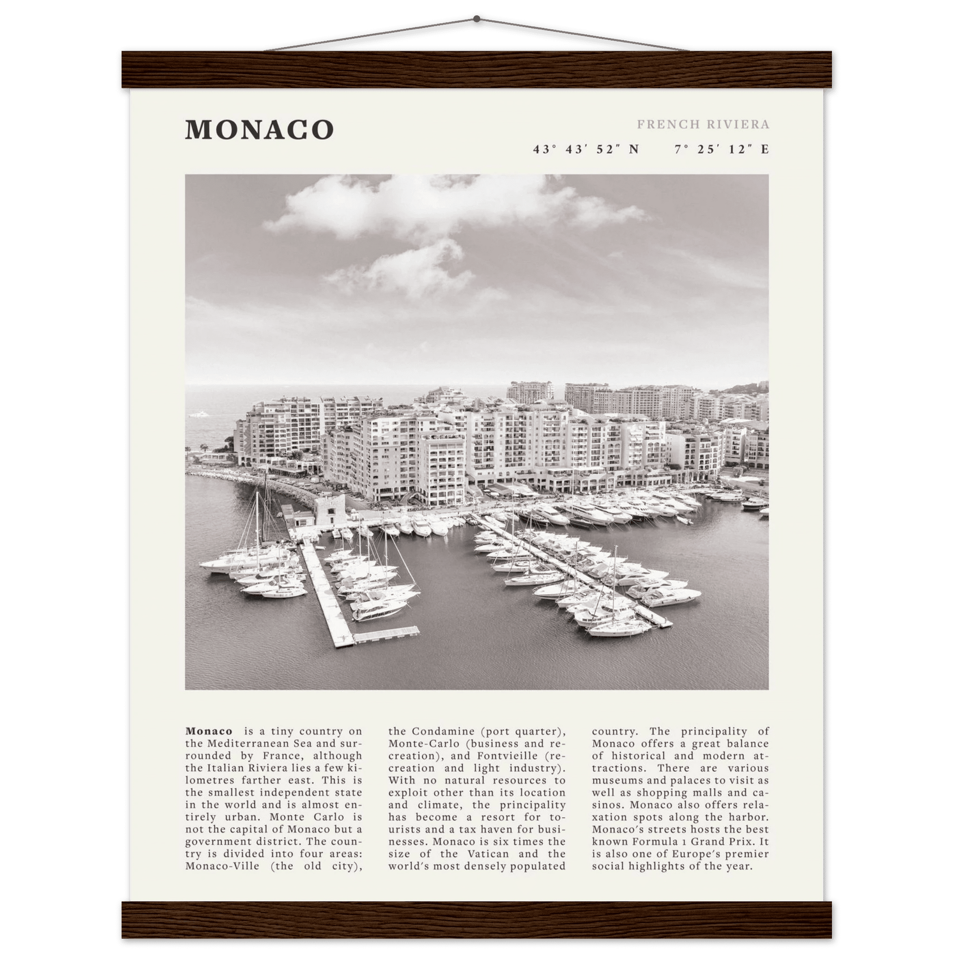 Monaco Poster Black and White – Vintage Monte Carlo Harbor Print (Digital & Printed Options) - Evergreen Posters